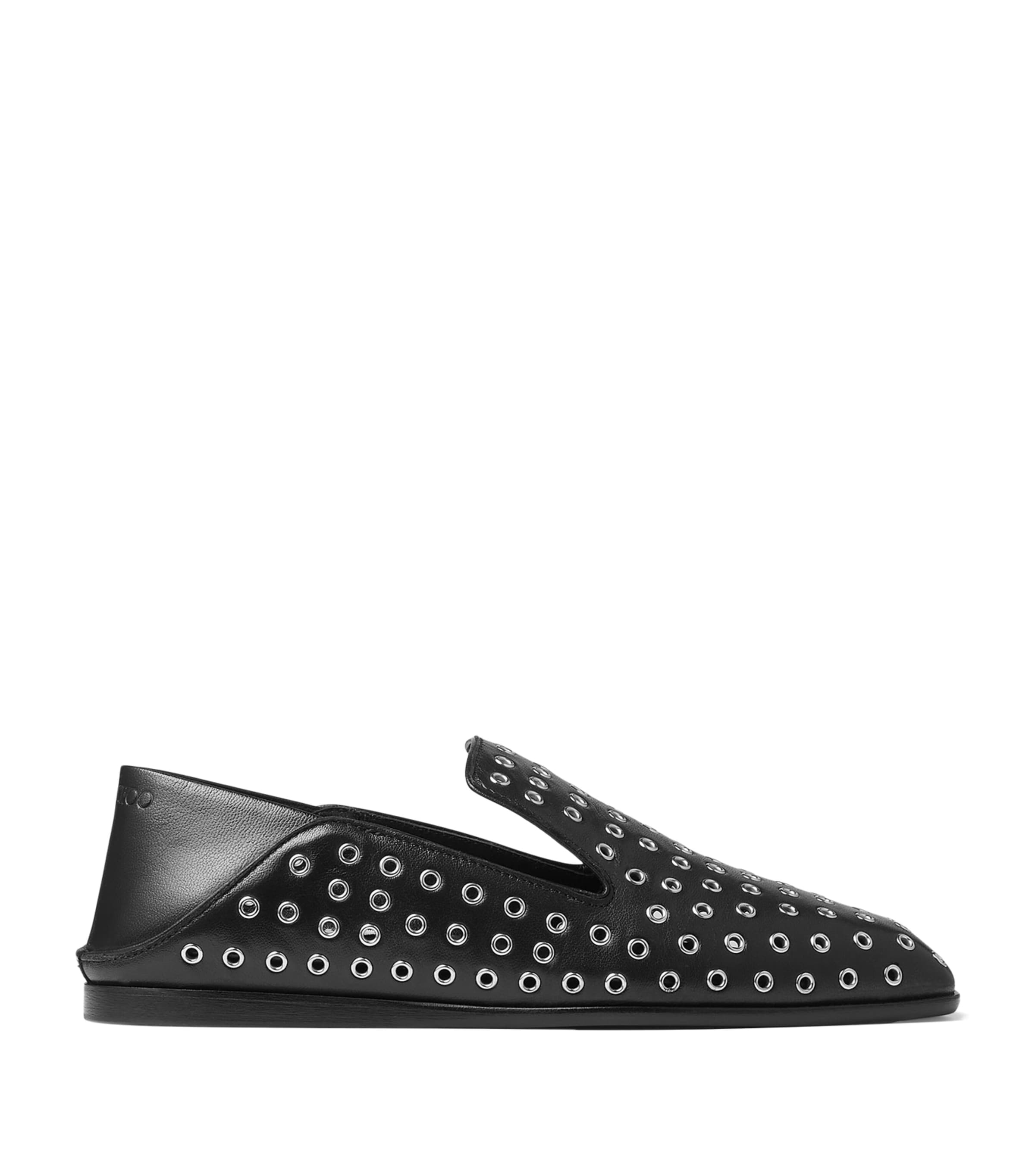 Jimmy Choo Eliot Nappa Eyelet Ballet Flats In Black