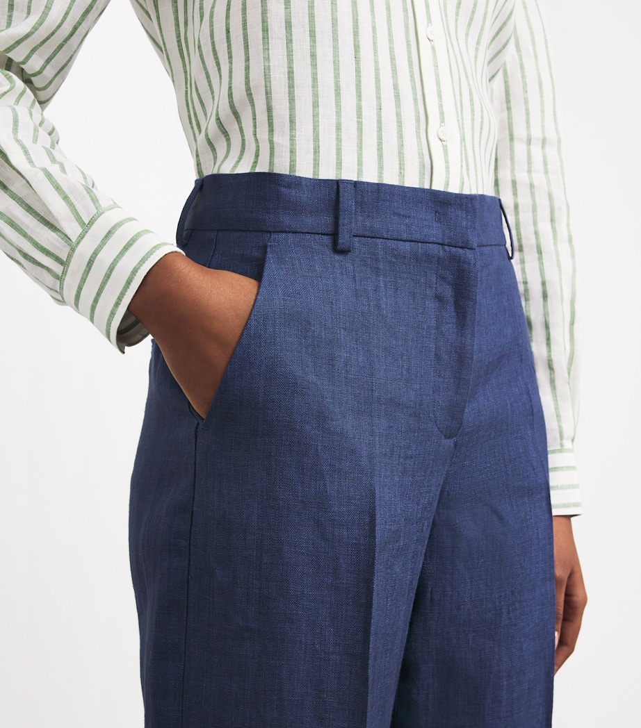 Weekend Max Mara Womens Linen Straight Trousers Navy Image 6