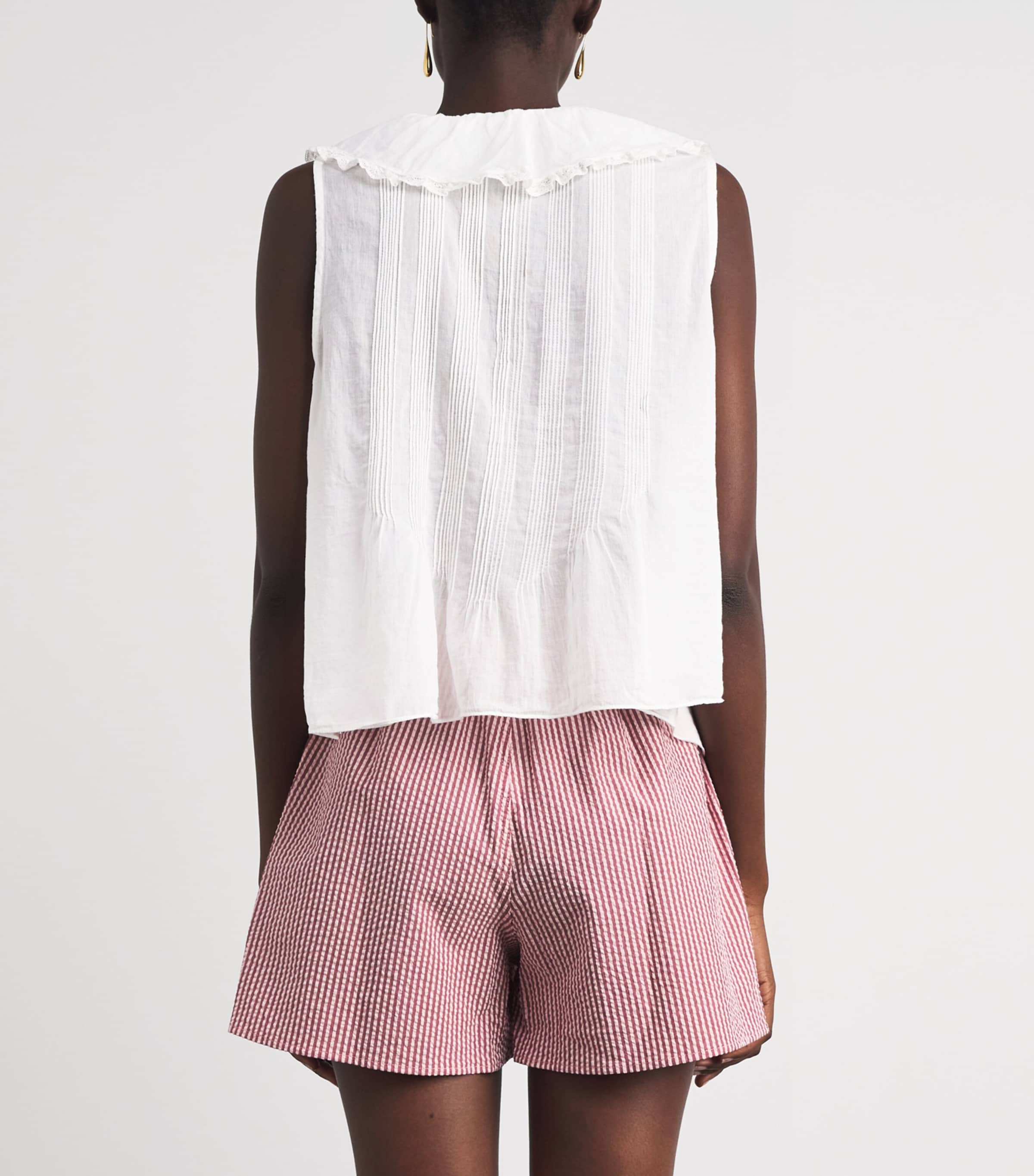 DÔEN Womens Organic Cotton Hilda Ruffle Top Salt Image 5
