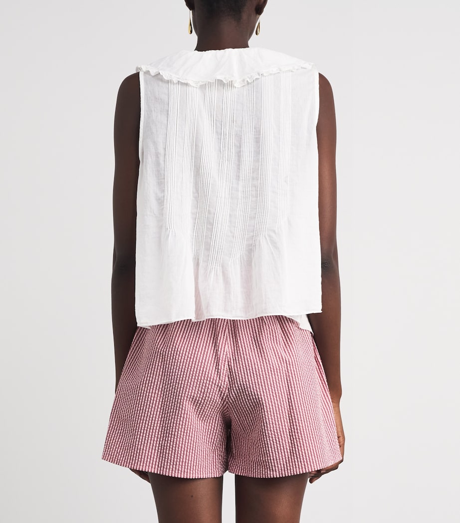 DÔEN Womens Organic Cotton Hilda Ruffle Top Salt Image 5