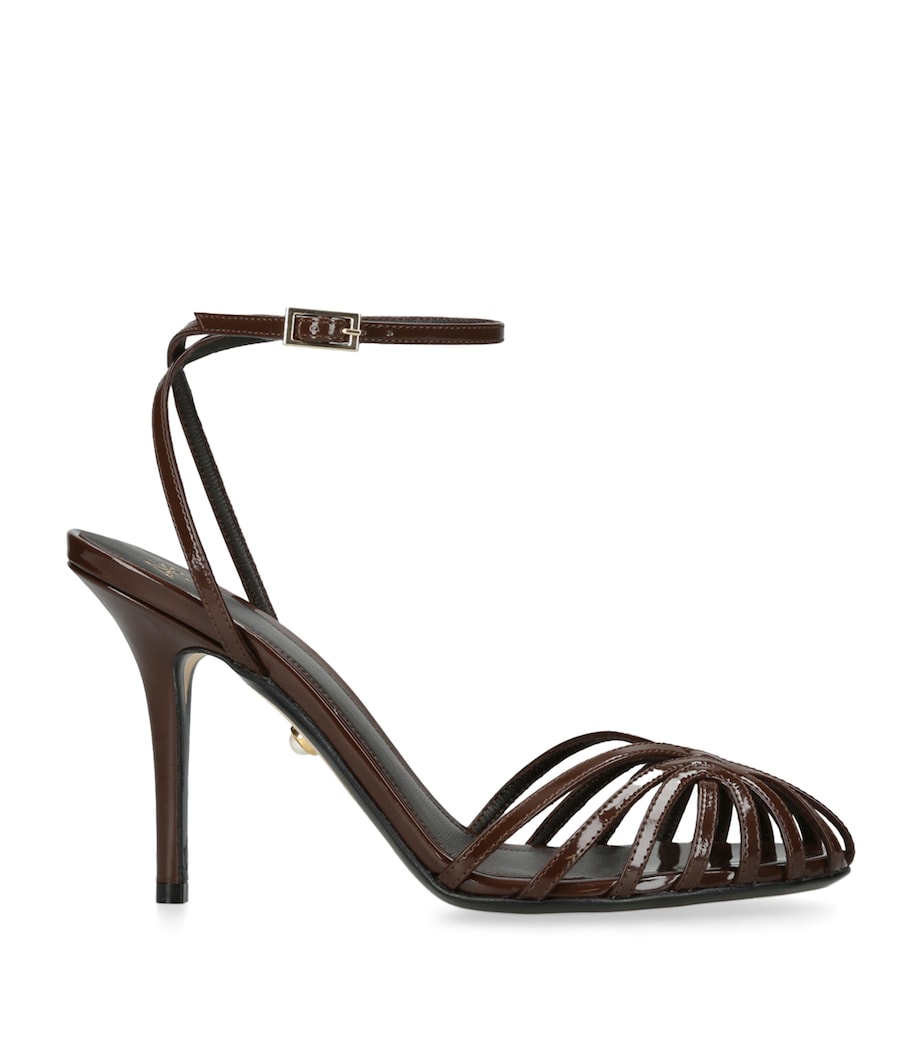 Alevì Patent Leather Blake Heeled Sandals 95 Dark Brown Image 1