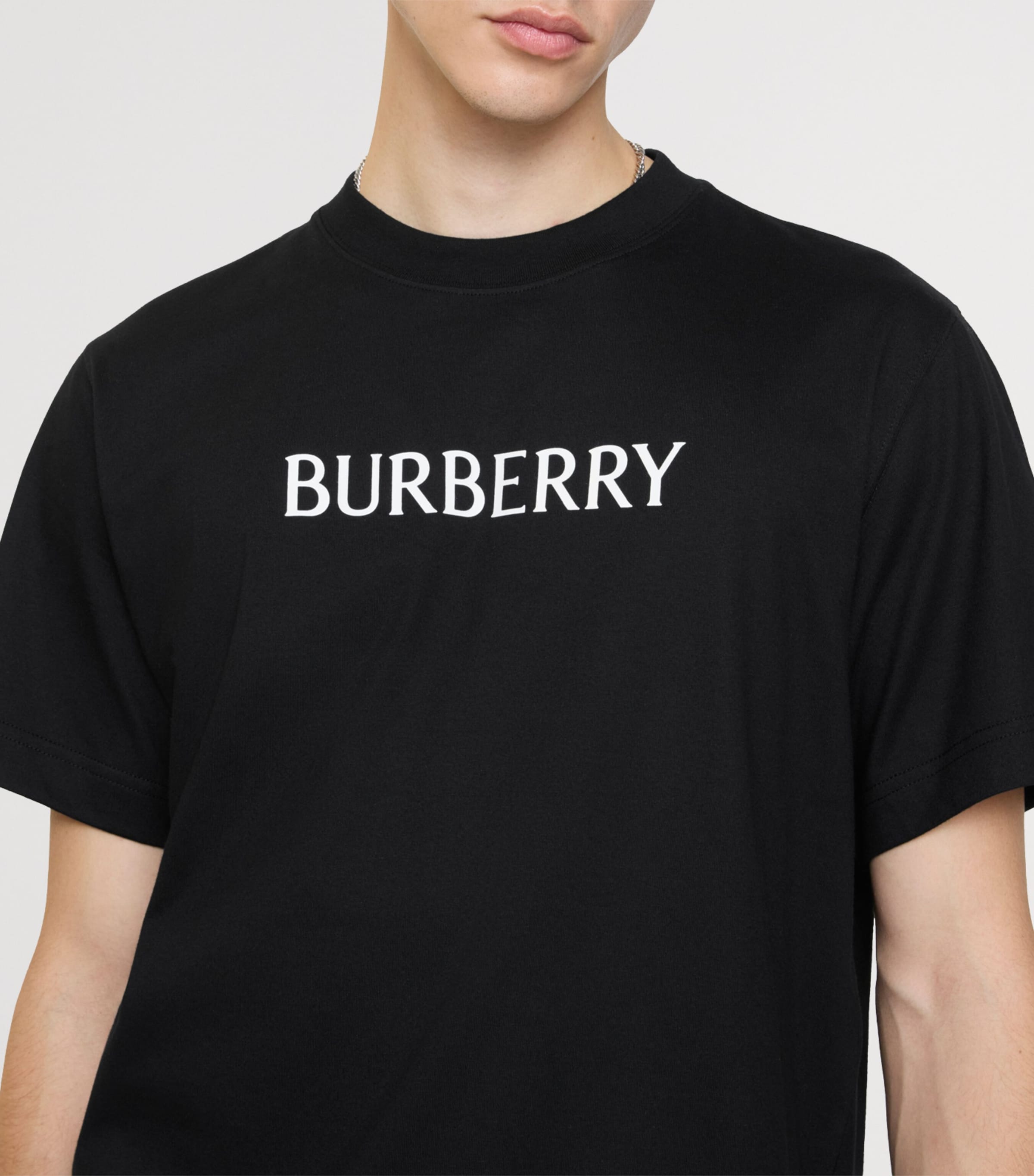 Cotton Logo Slim T-Shirt BLACK Image 3