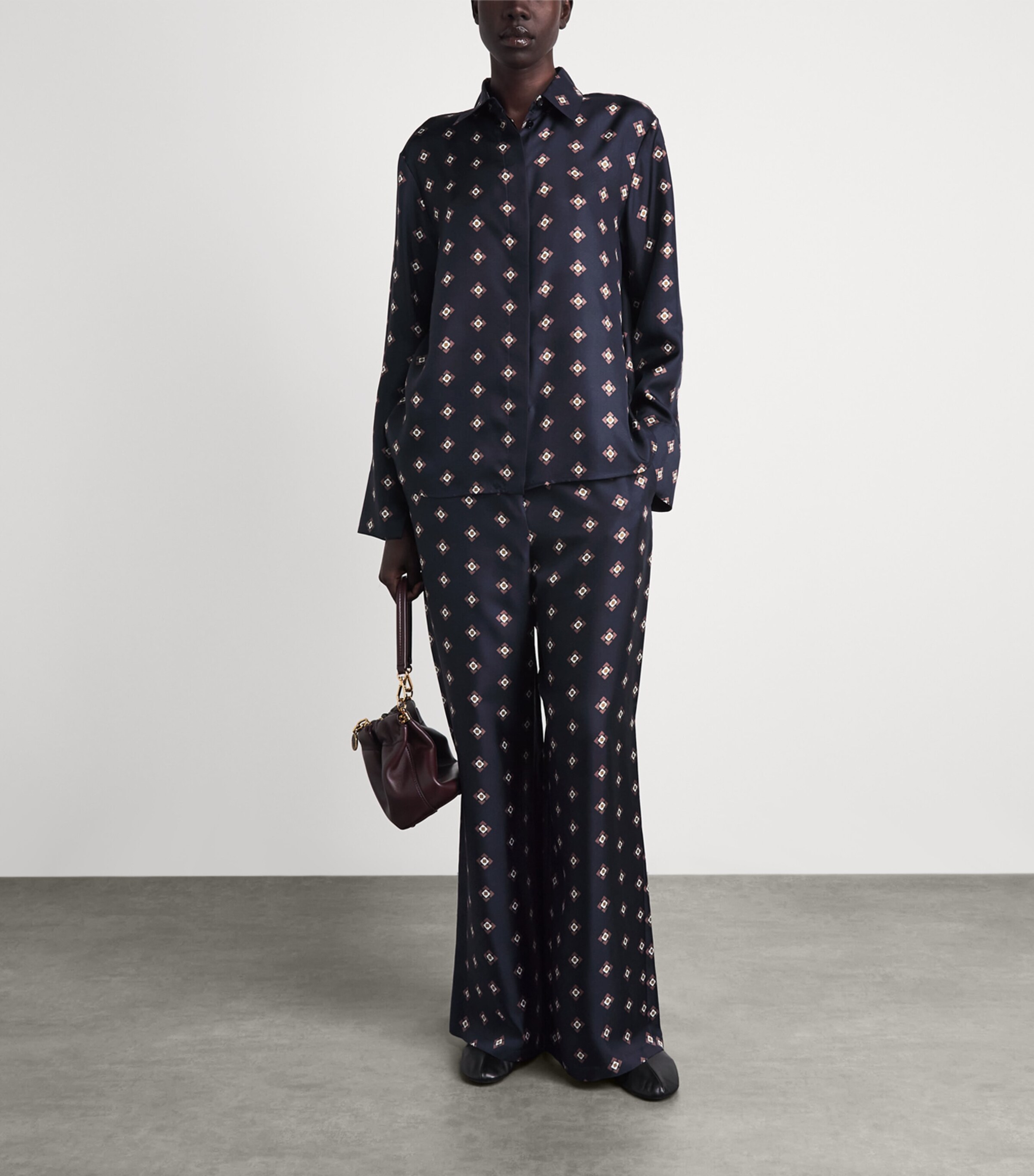 MM Womens Silk Printed Shirt Ultramarine Tie Image 2
