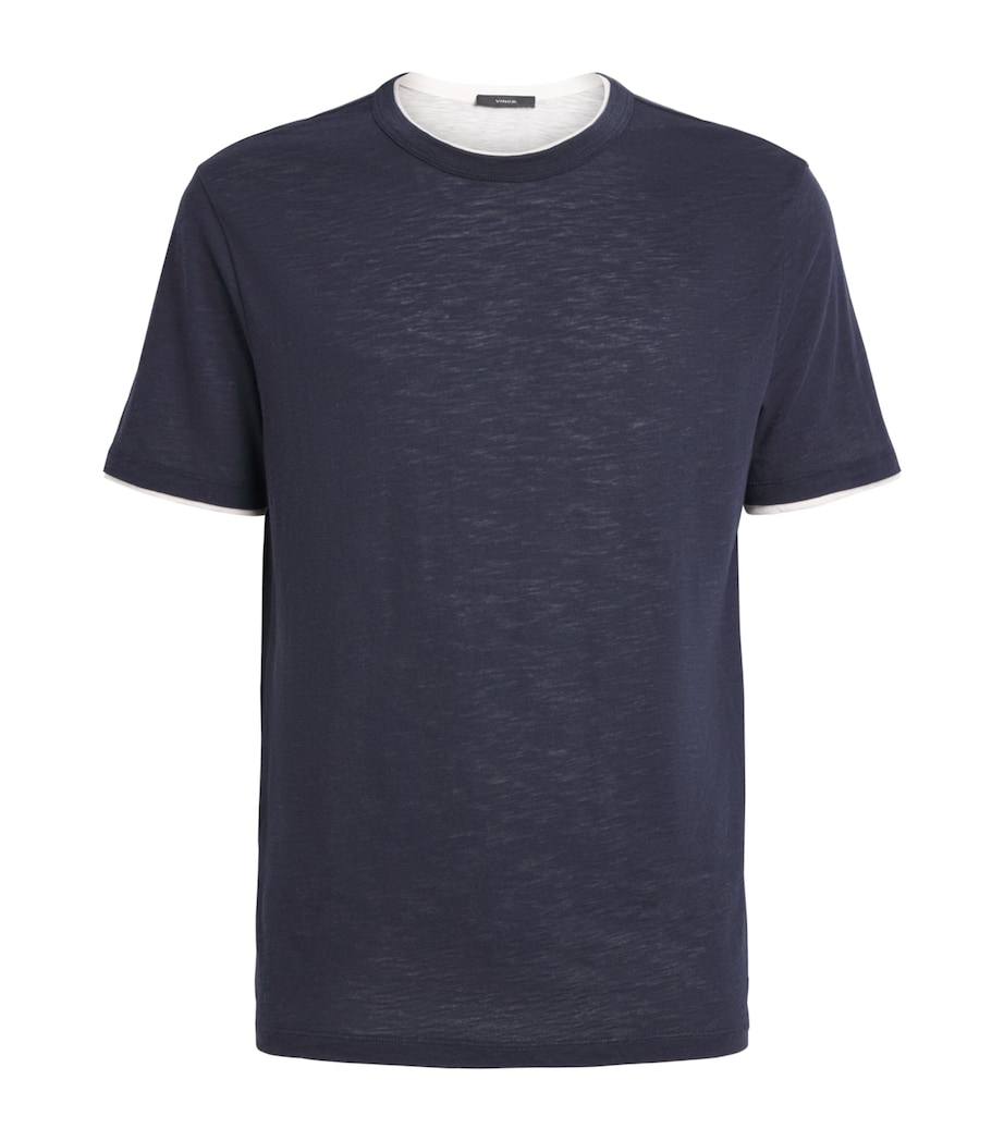Vince Mens Pima Cotton Slub Double-Layer T-Shirt Coastal/smock White Image 1