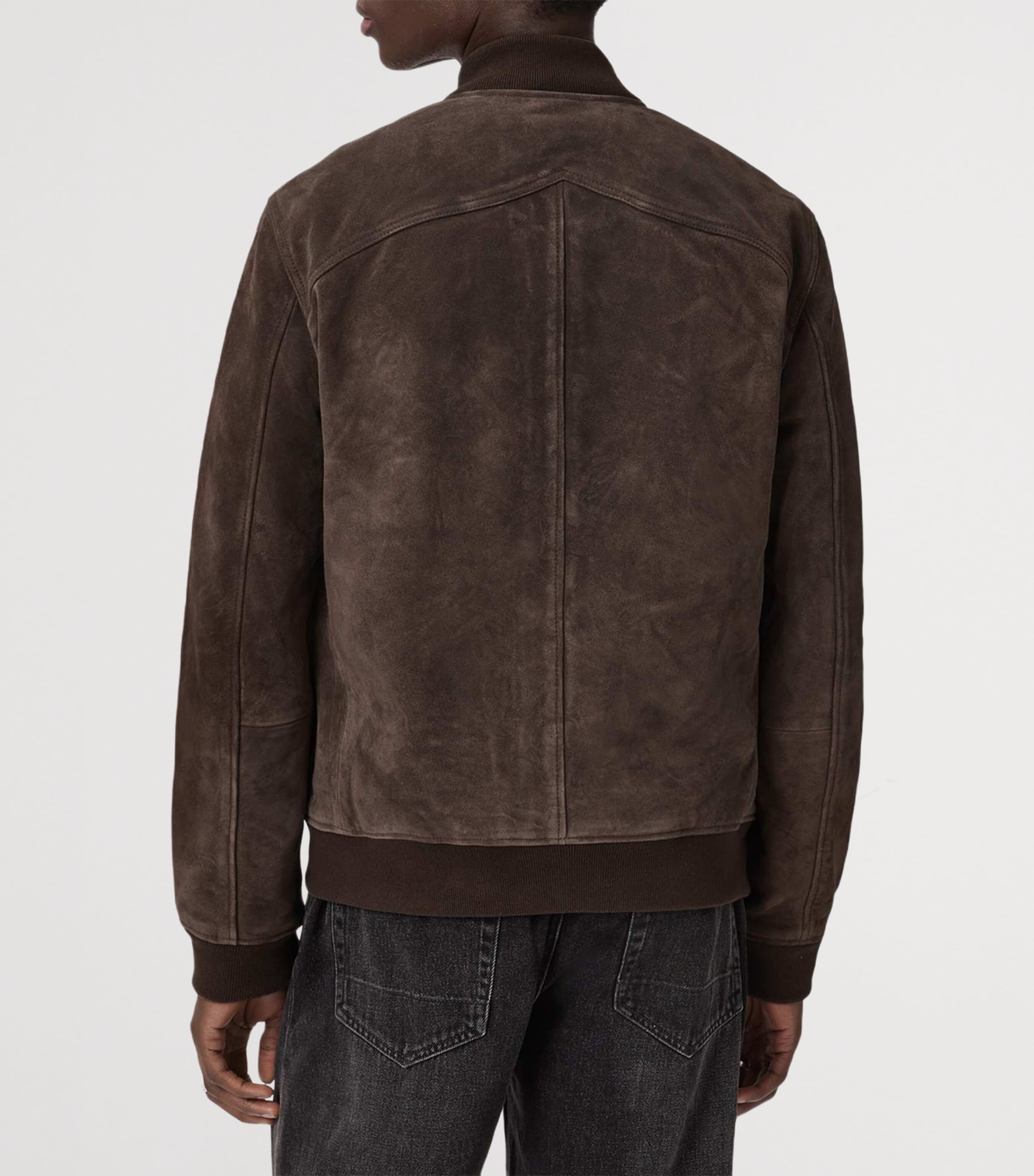 AllSaints Mens Wool Stafford Bomber Jacket Woodland Brown Image 4