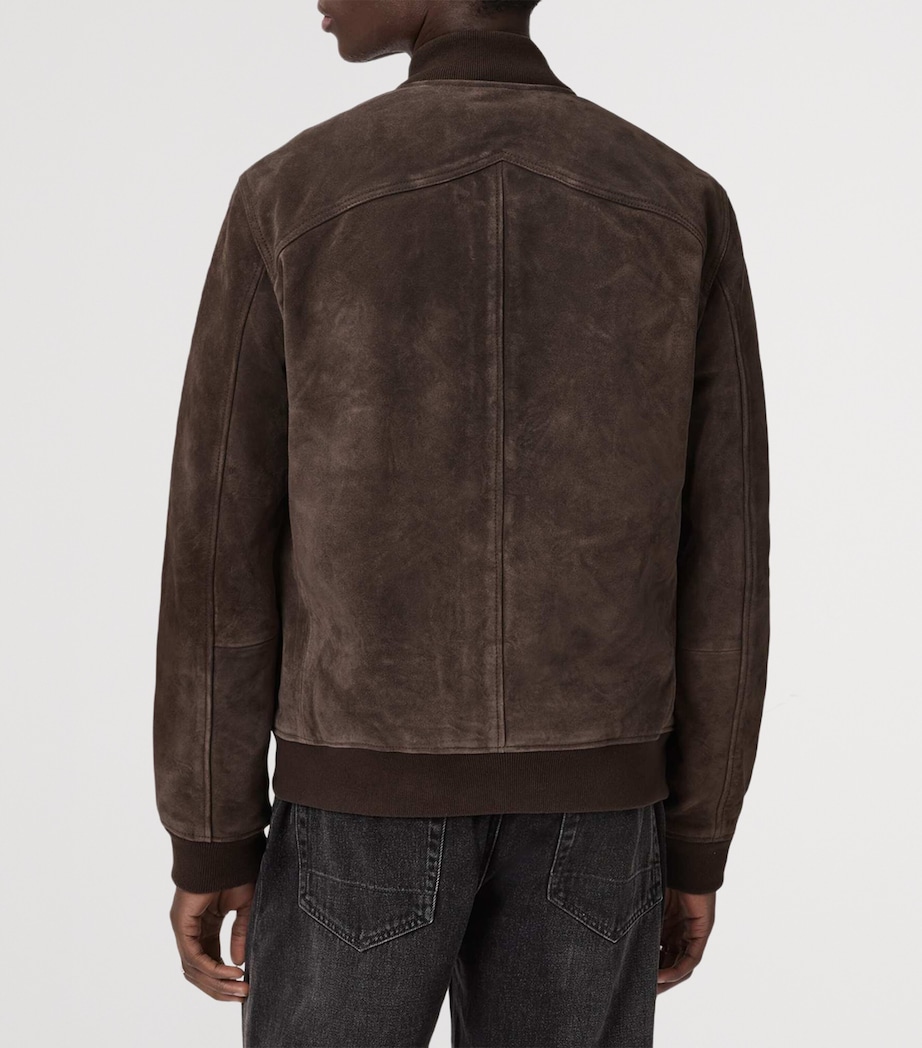 AllSaints Mens Wool Stafford Bomber Jacket Woodland Brown Image 4