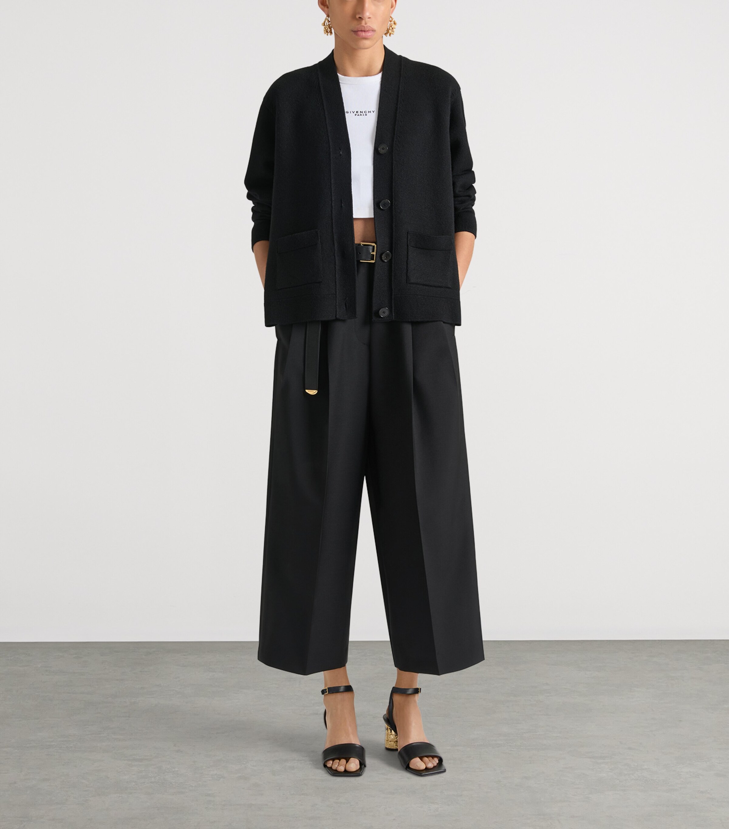 Givenchy Womens Wool-Mohair Cropped Trousers Black Image 2