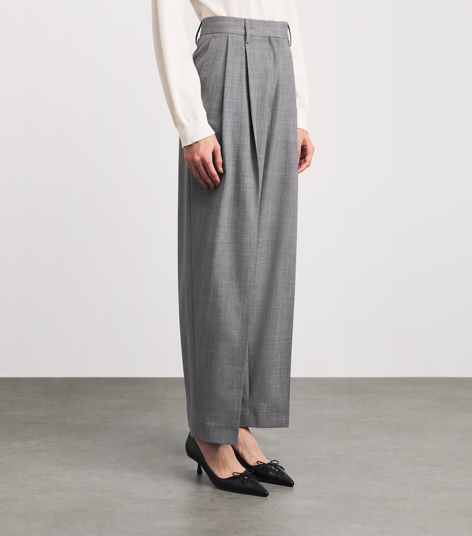 Fabiana Filippi Womens Wool-Blend Pleated Chinos Roccia Melange Image 4