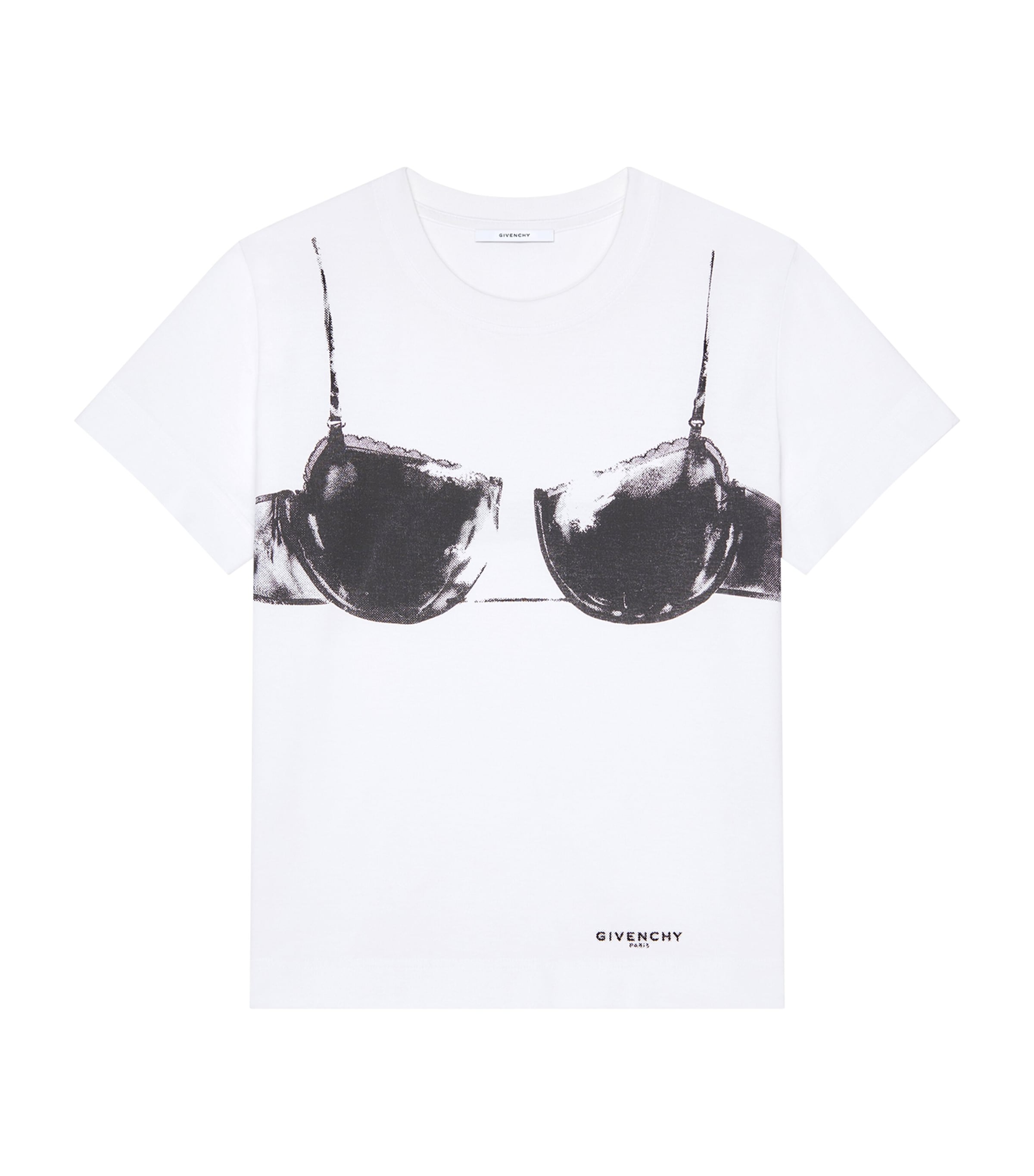 Givenchy Womens Cotton Bra Print T-Shirt White/black Image 1