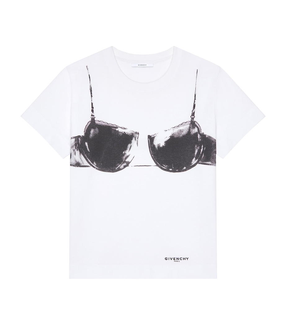 Givenchy Womens Cotton Bra Print T-Shirt White/black Image 1