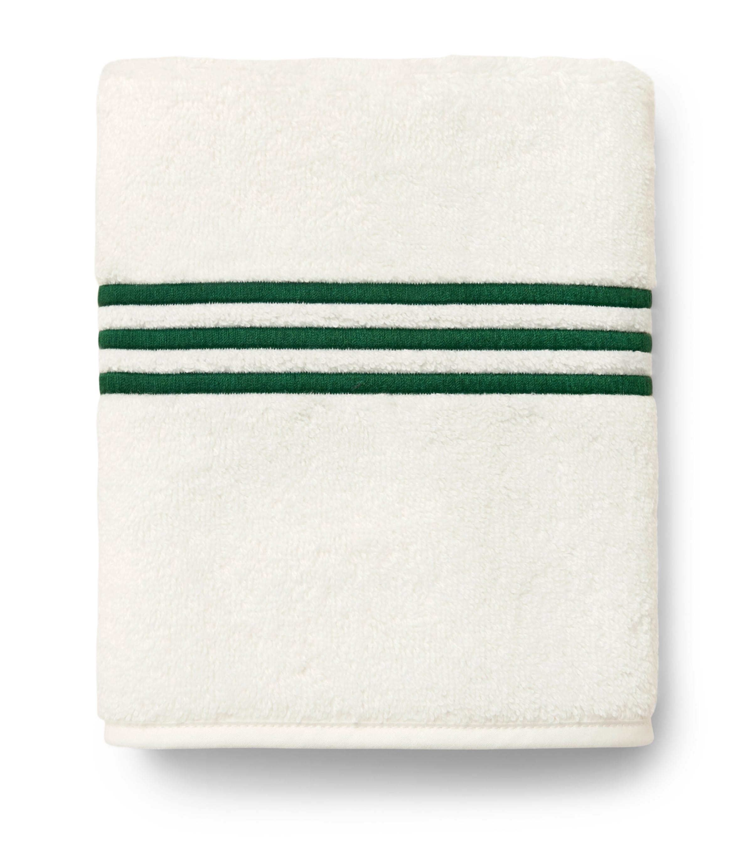 Pratesi Tre Righe Face Cloth (13cm x 13cm) Ivory/emerald Image 1