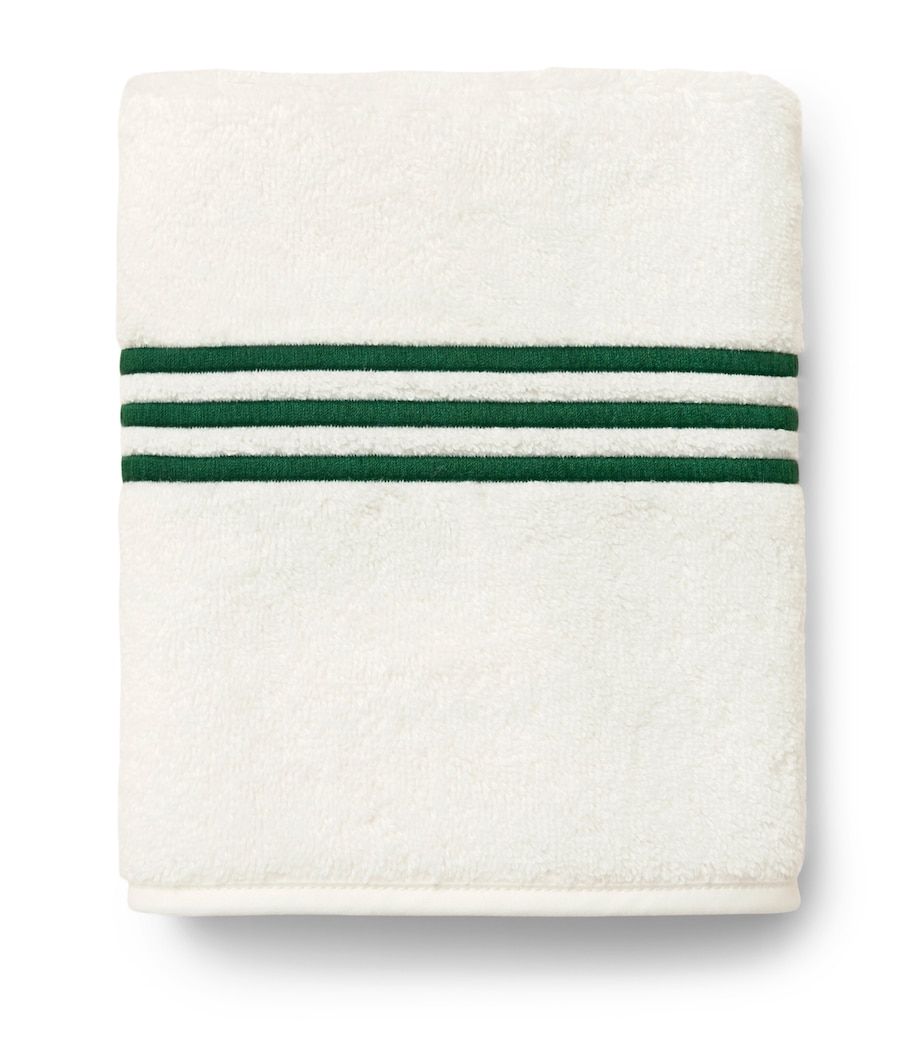 Pratesi Tre Righe Face Cloth (13cm x 13cm) Ivory/emerald Image 1