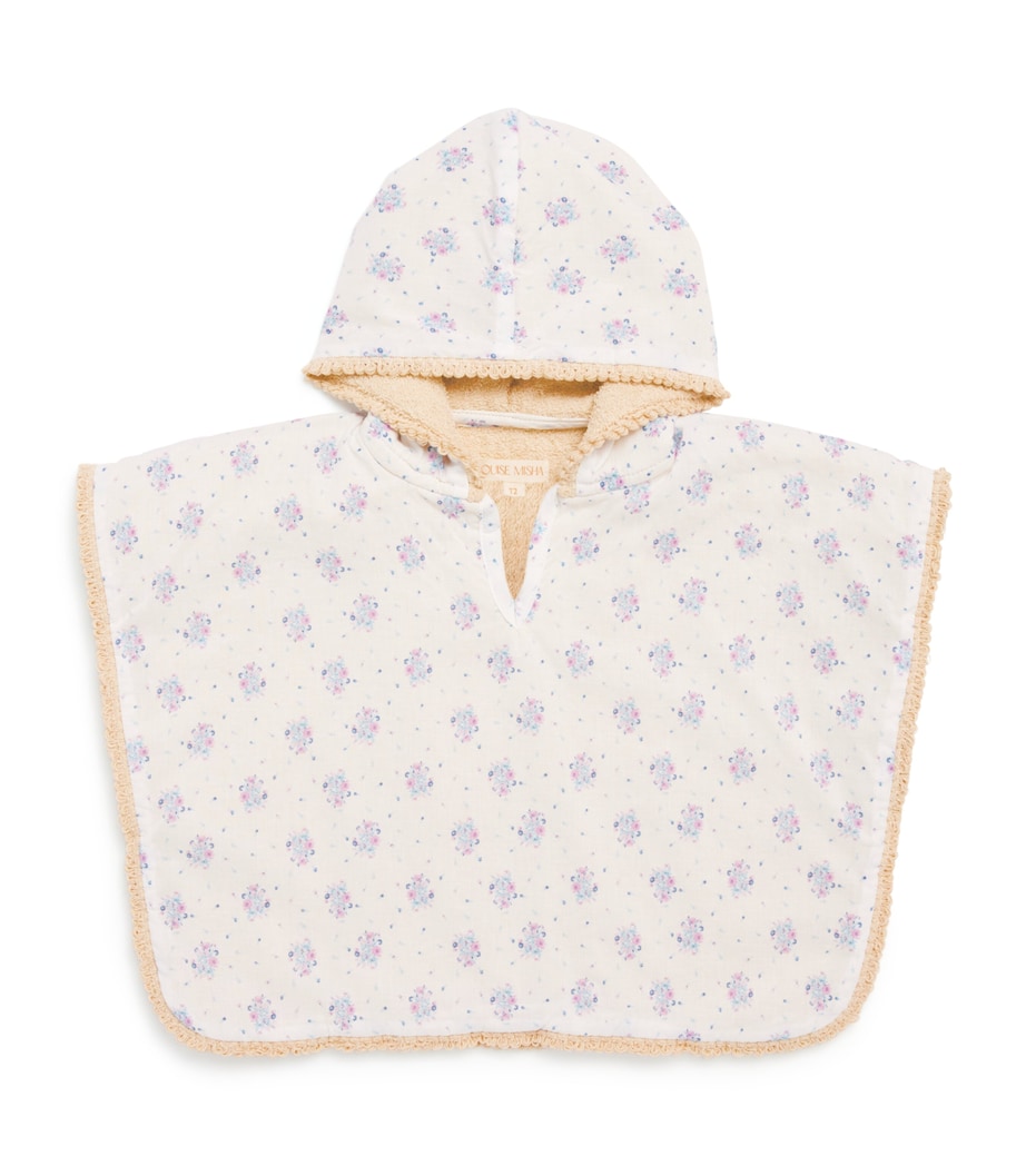 Organic Cotton Mael Beach Cape (3-12 Years) CREAM FLOWER DUNES Image 1