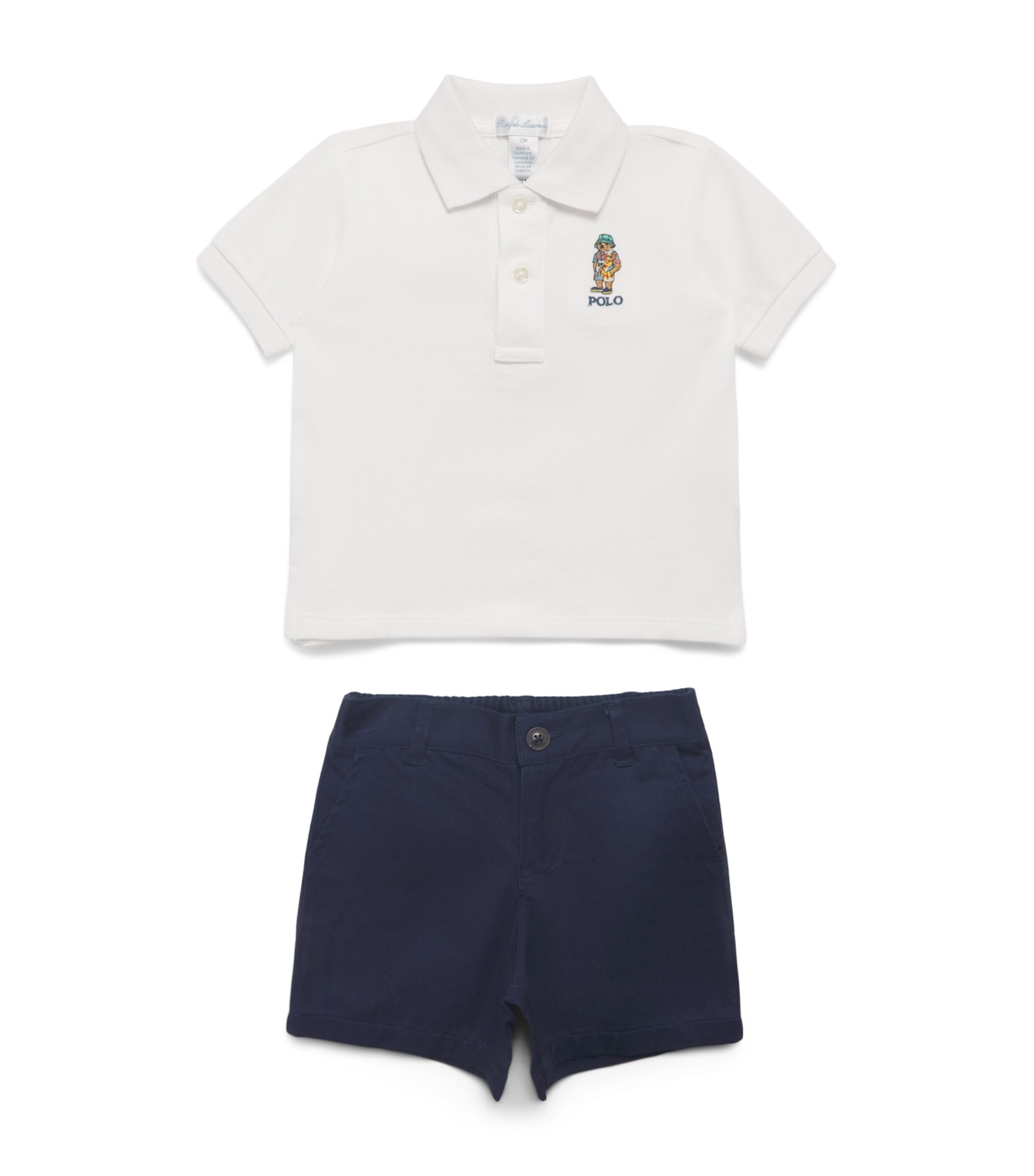 Ralph Lauren Kids Polo Shirt and Shorts Set (3-24 Months) White Image 1