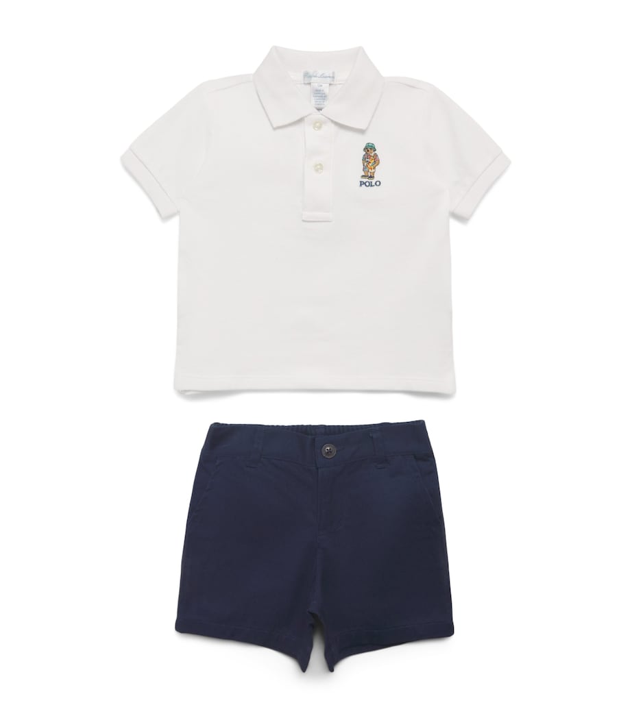 Ralph Lauren Kids Polo Shirt and Shorts Set (3-24 Months) White Image 1