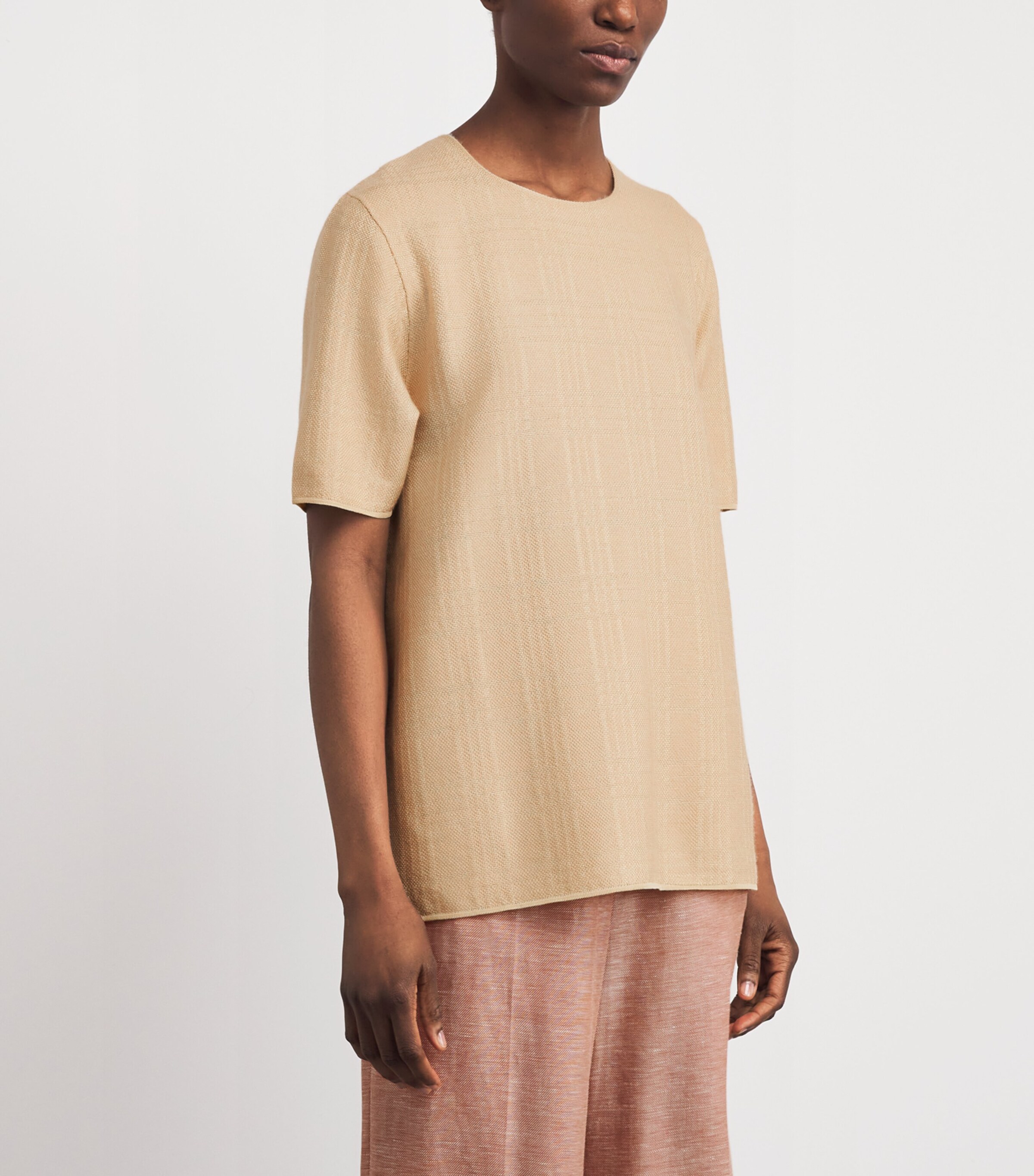 Colombo Womens Cashmere-Silk Knit T-Shirt Grey Image 4