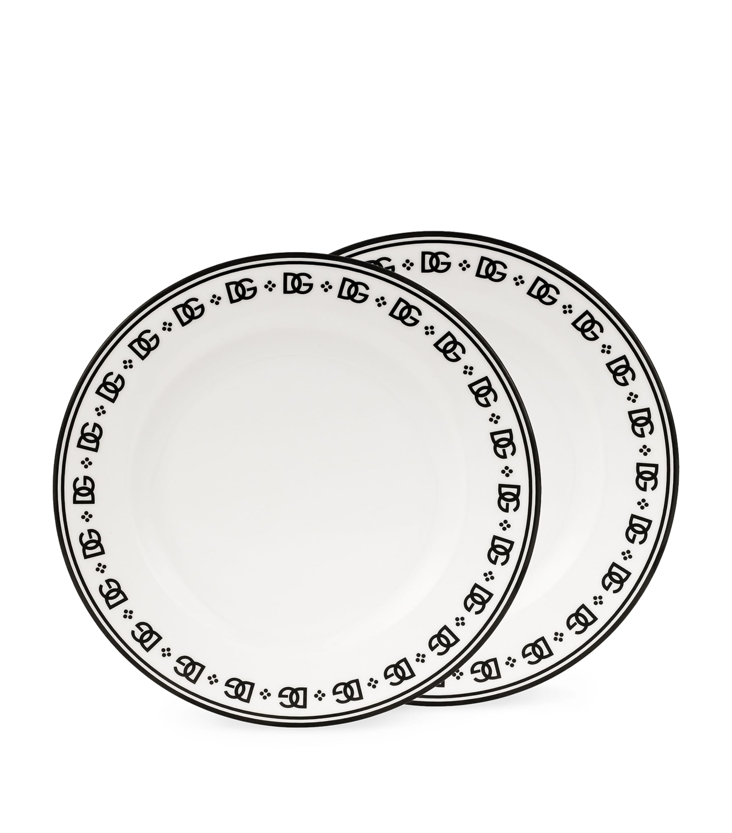 Dolce & Gabbana Casa Set Of 2 Dg Logo Dinner Plates In White