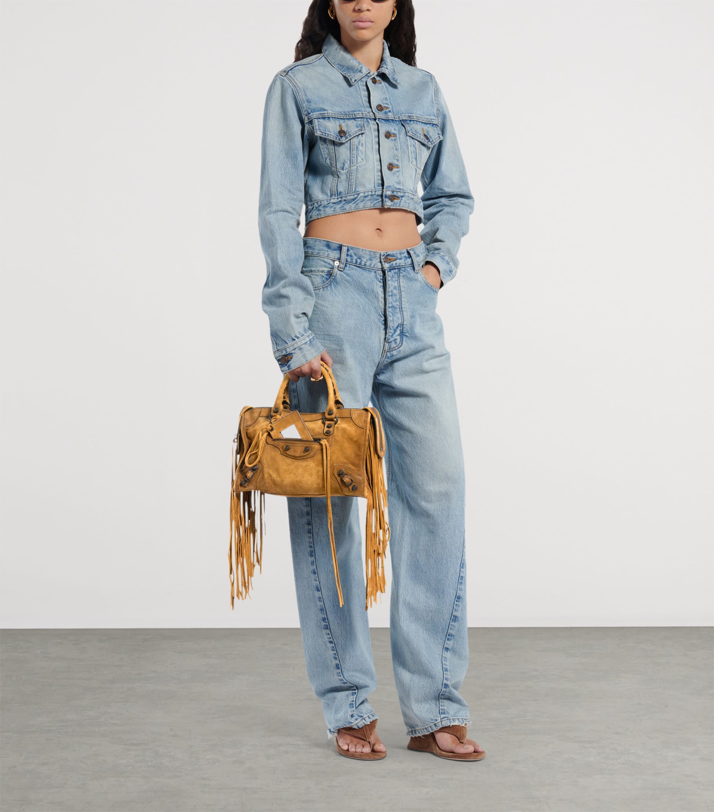 Balenciaga Small Suede Fringe Le City Top-Handle Bag Image 6