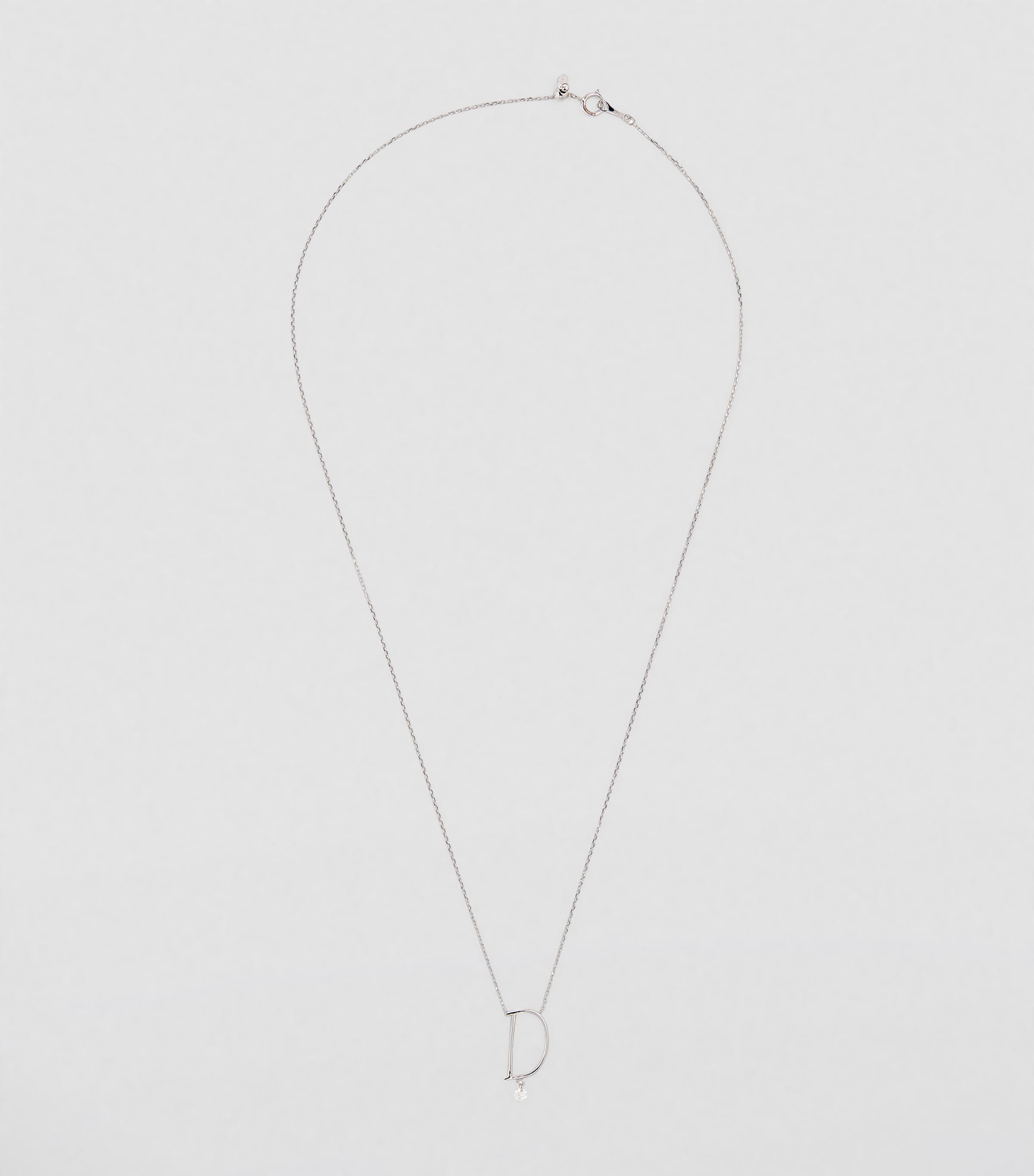 White Gold and Diamond Alphabet Necklace WHITE GOLD Image 2