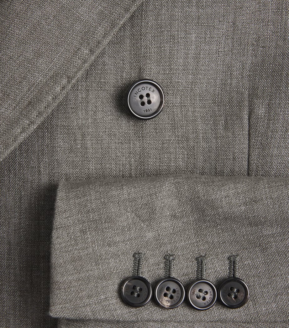 Linen Double-Breasted Blazer 710 VERDE MEDIO Image 5