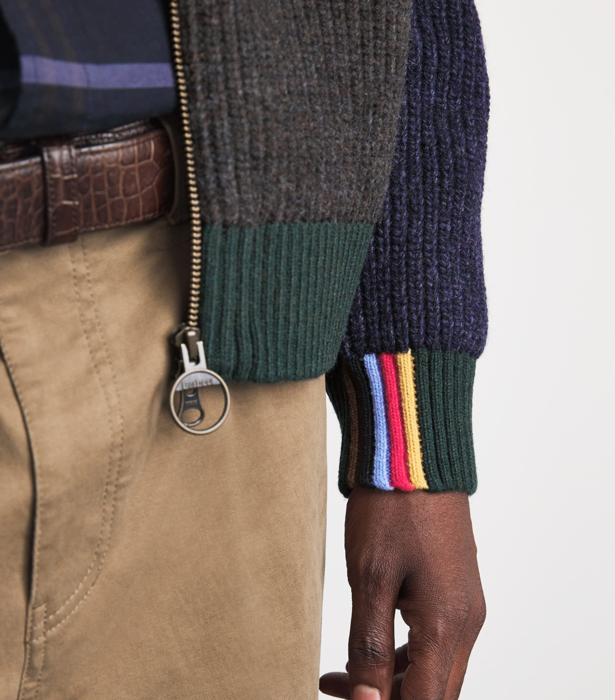 Barbour Mens x Paul Smith Wool Gamefair Cardigan Russet Image 3