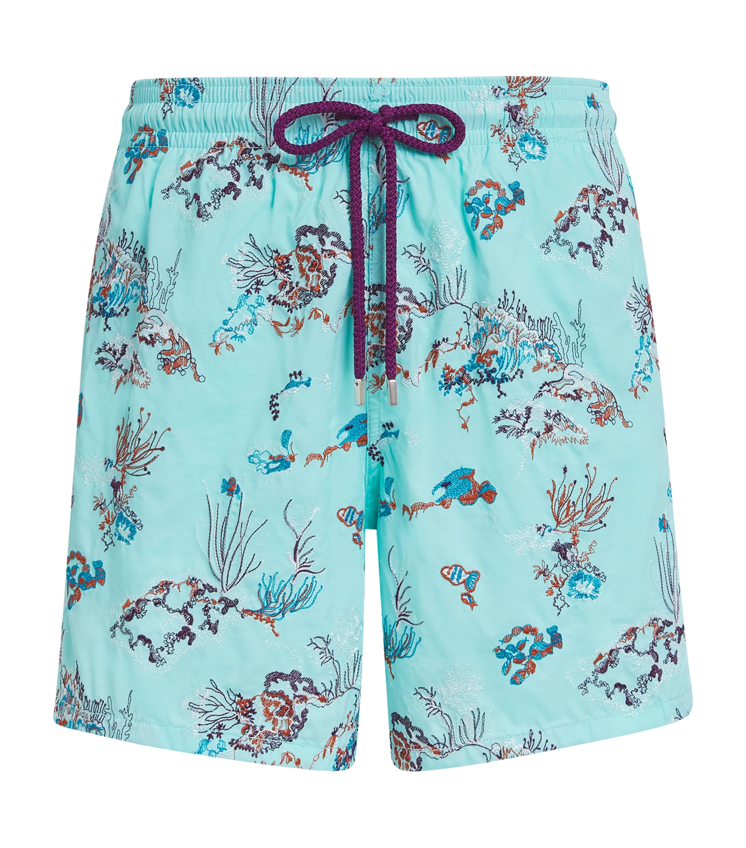Vilebrequin Mens Reef-Embroidered Mistral Swim Shorts Oxygene Image 1
