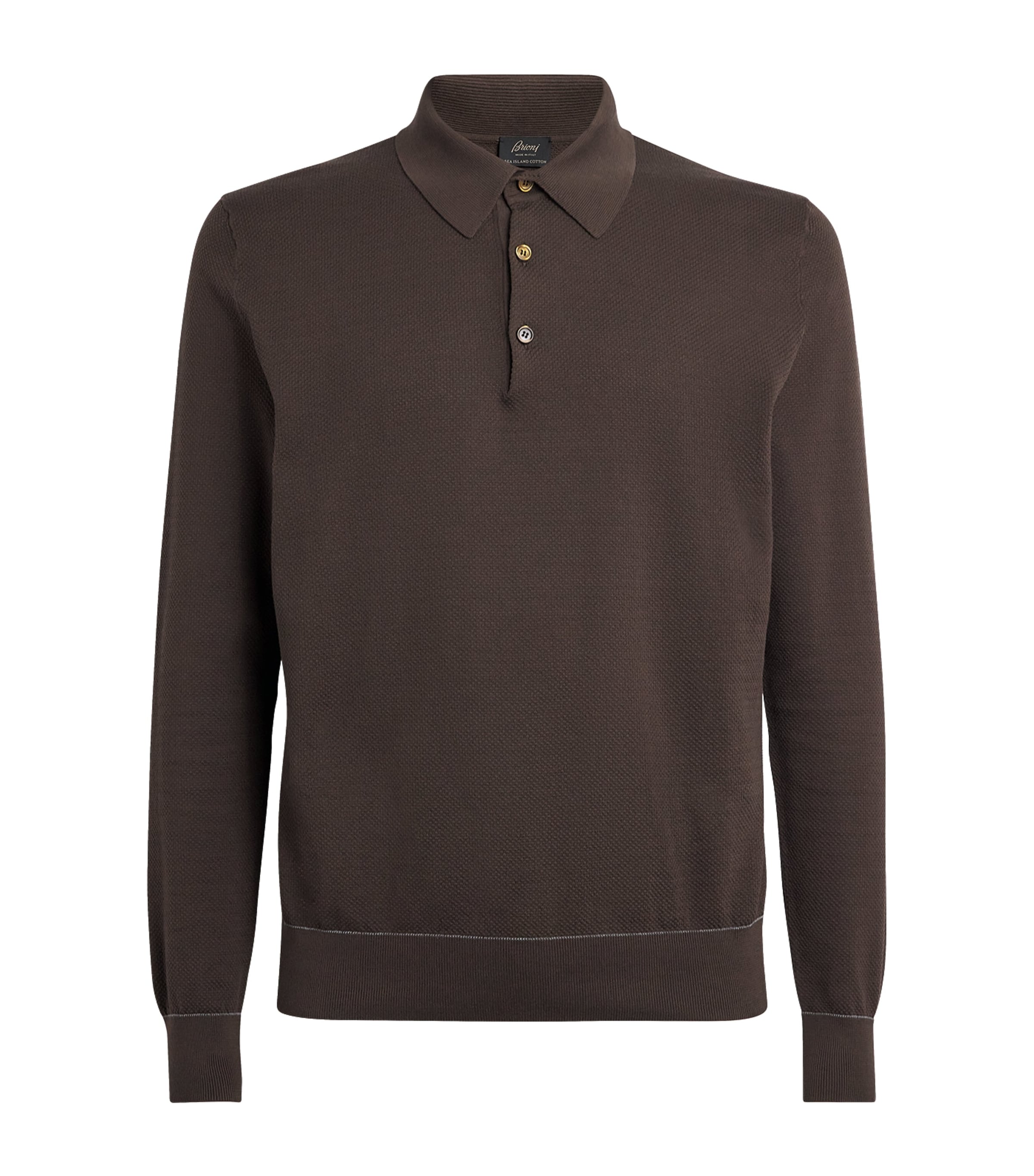 Brioni Mens Long-Sleeve Polo Shirt Image 1