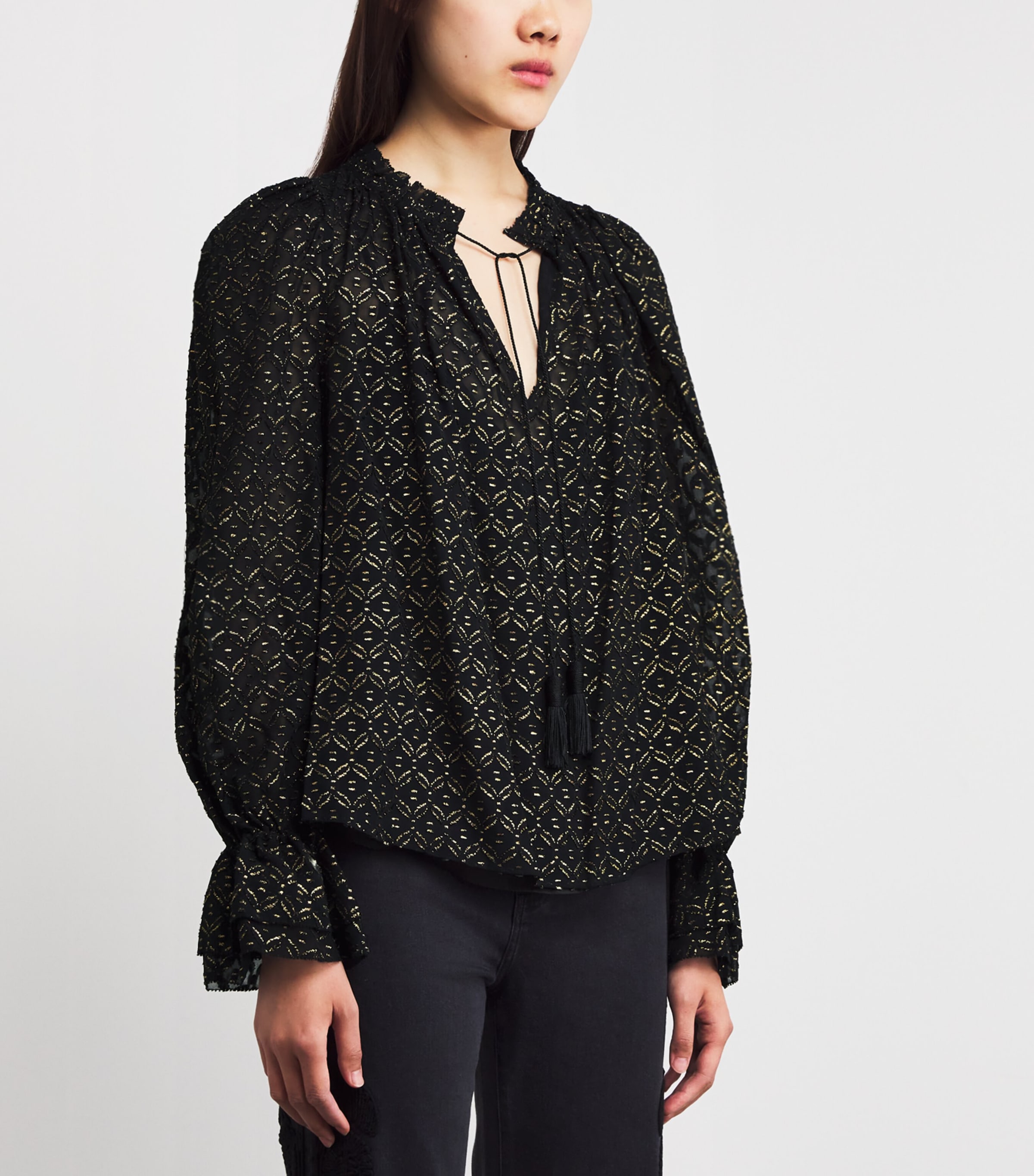 Metallic Maxime Blouse A0348 BLACK/GOLD Image 3