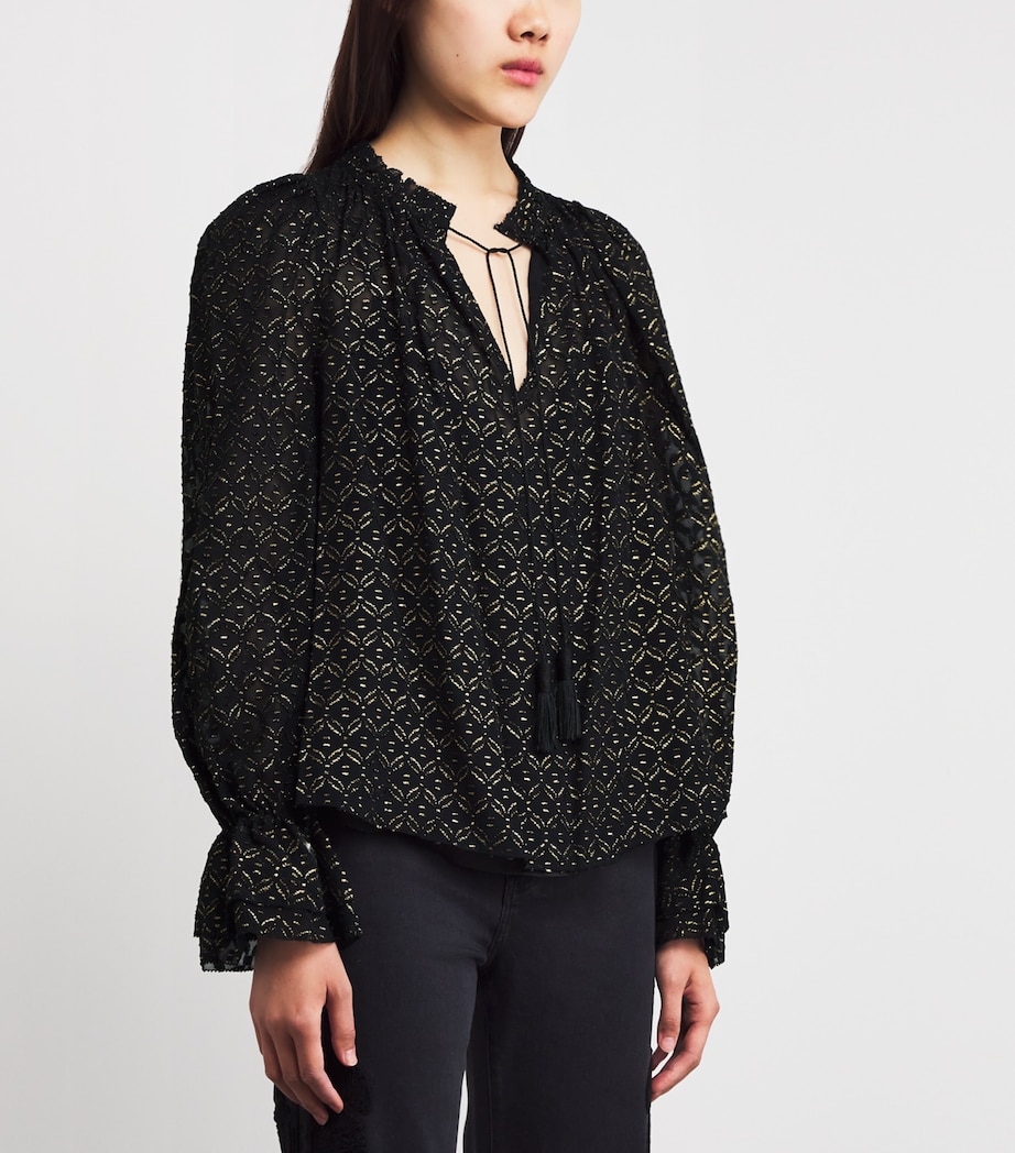 Metallic Maxime Blouse A0348 BLACK/GOLD Image 3