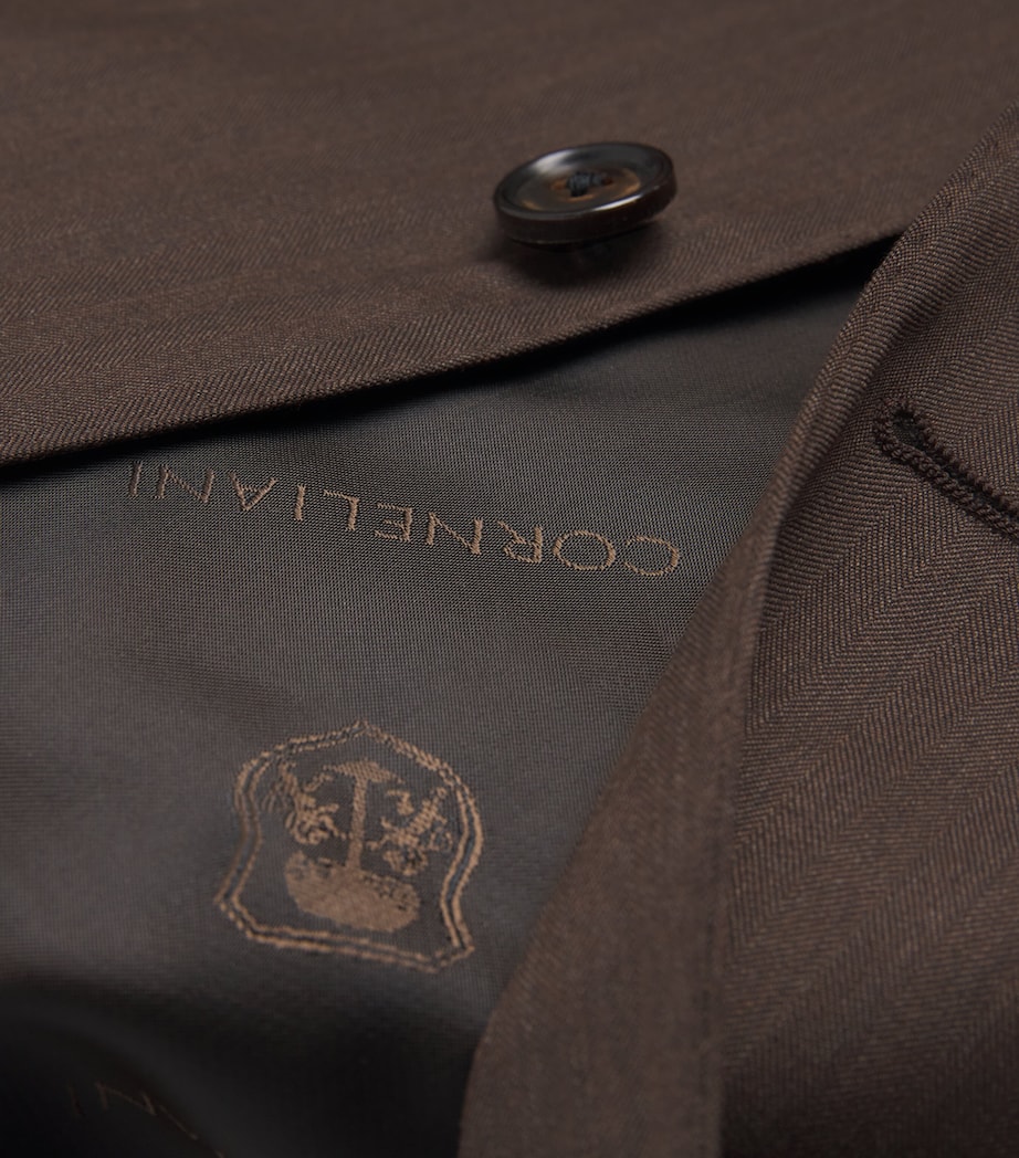 Virgin Wool Herringbone 2-Piece Suit 030 DARK BROWN Image 5
