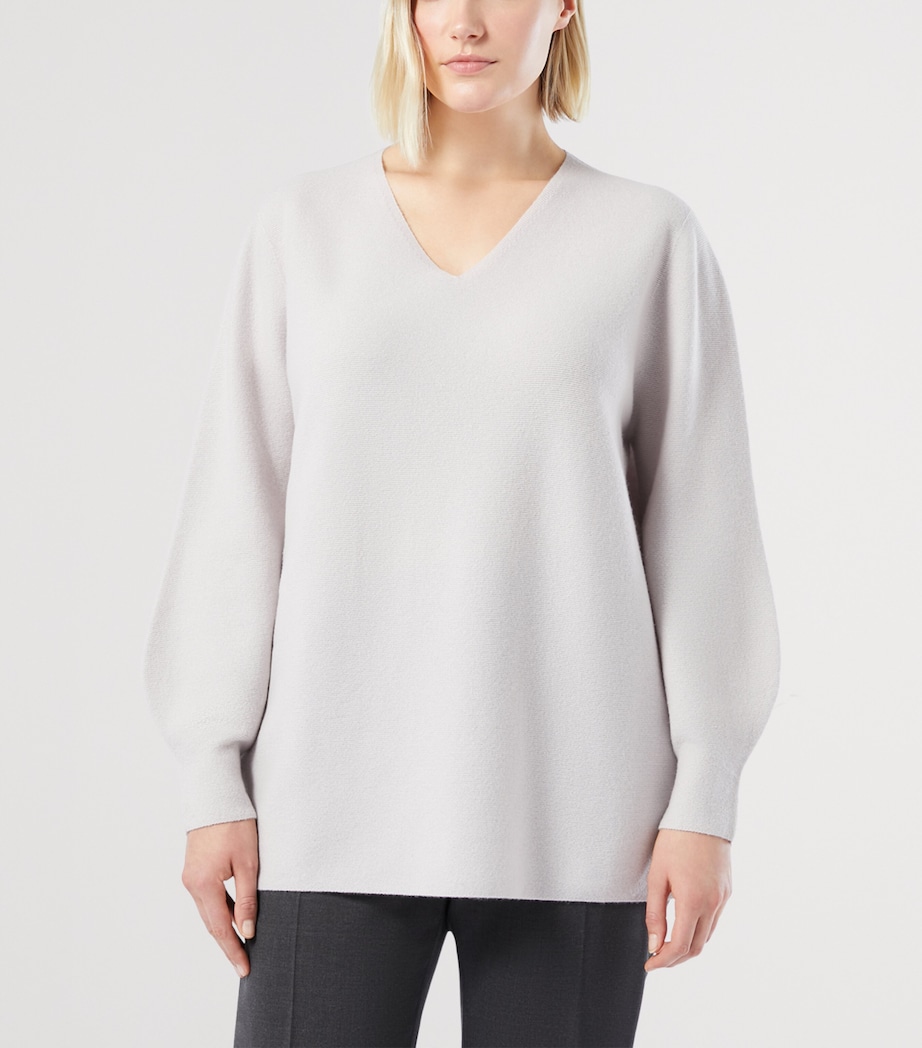 Cashmere V-Neck Sweater GREY PINK Image 2