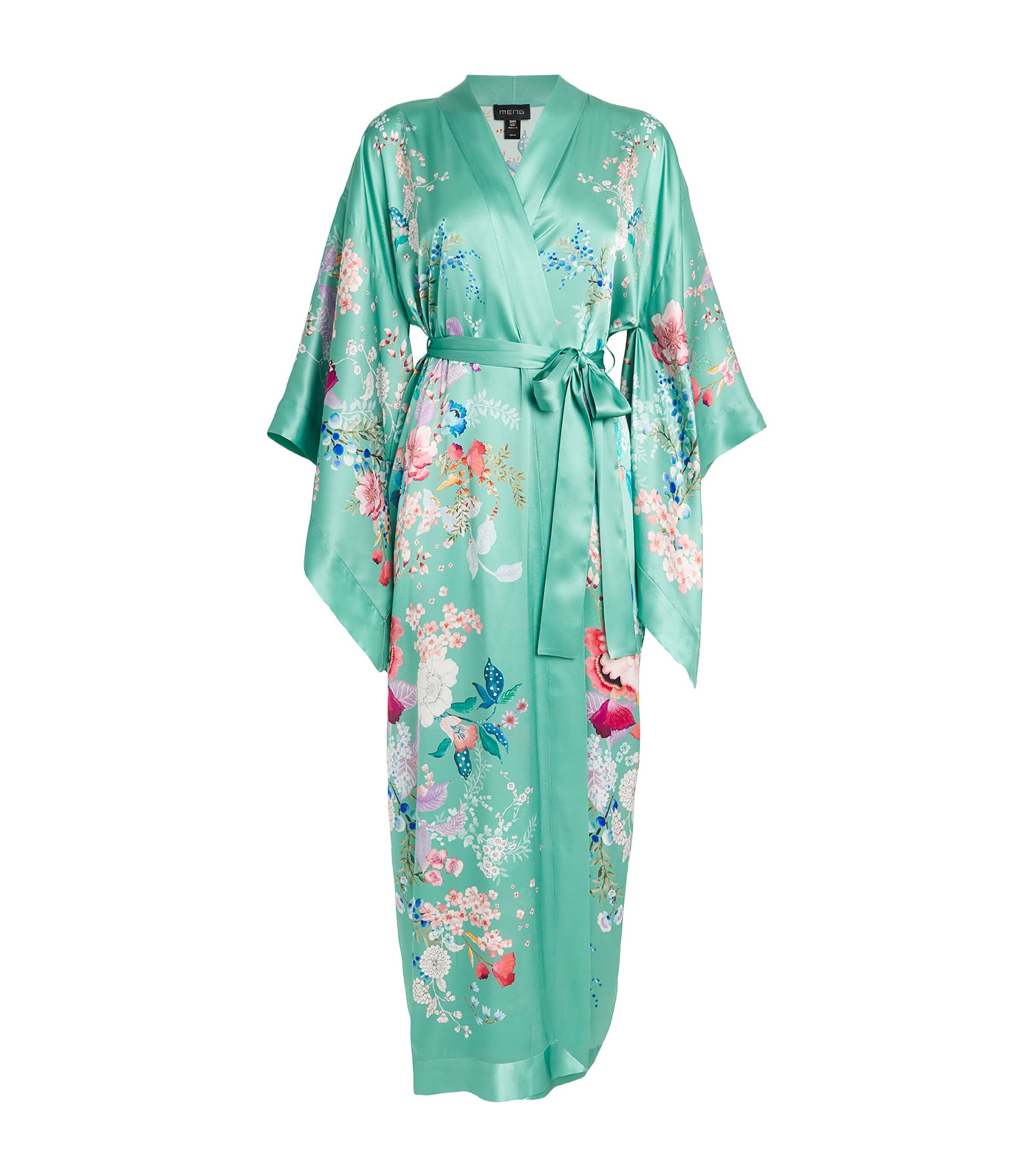 MENG SILK-SATIN FLORAL KIMONO 