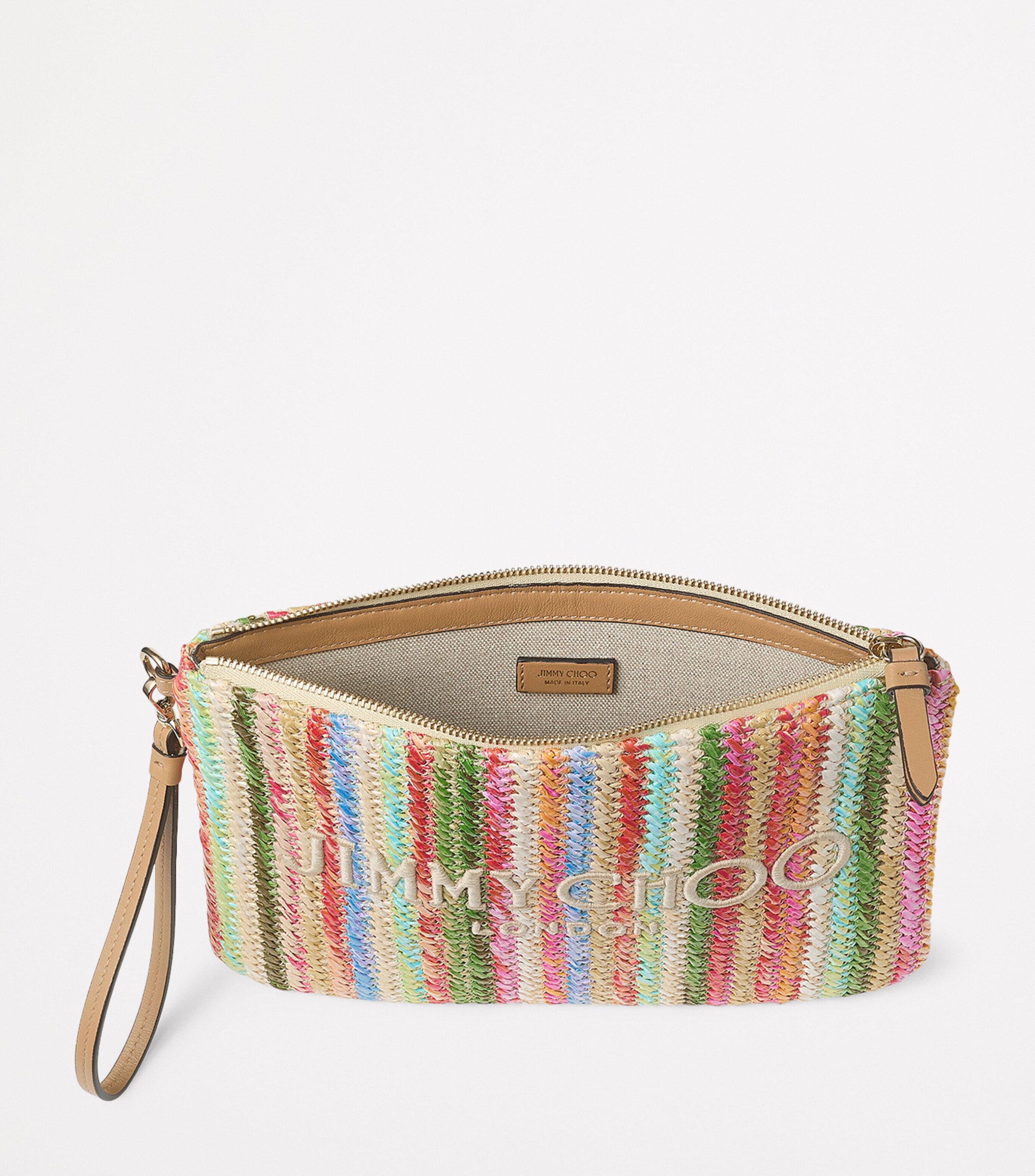 Raffia Striped Zip-Up Pouch MULTI/ECRU/LIGHT GOL Image 5