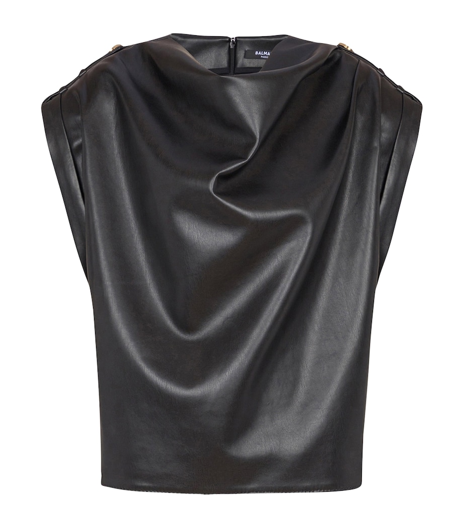 Faux Leather Draped Top 0PA NOIR Image 1