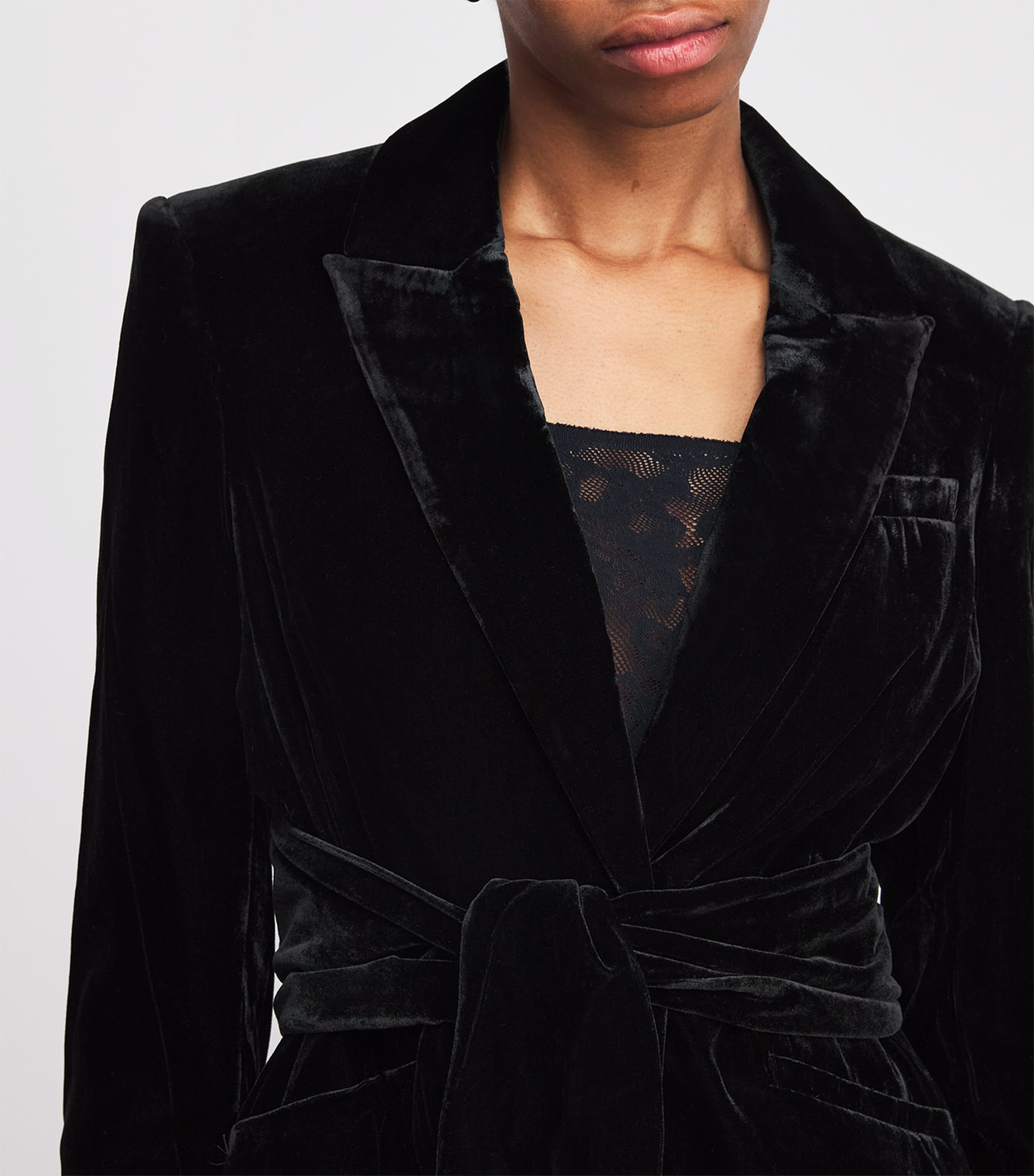 Velvet Belted Issel Blazer B0002 BLACK Image 6