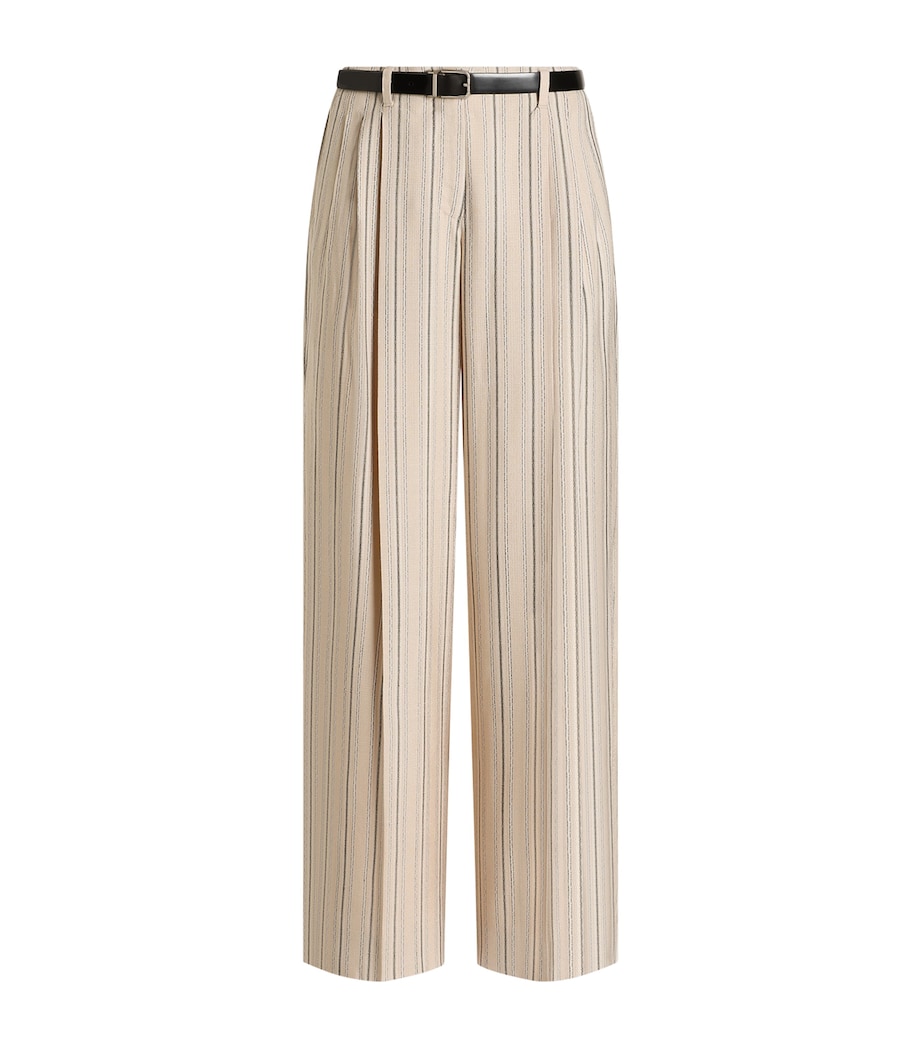 Dolce&Gabbana Womens Striped Belted Straight Trousers Stri Image 1