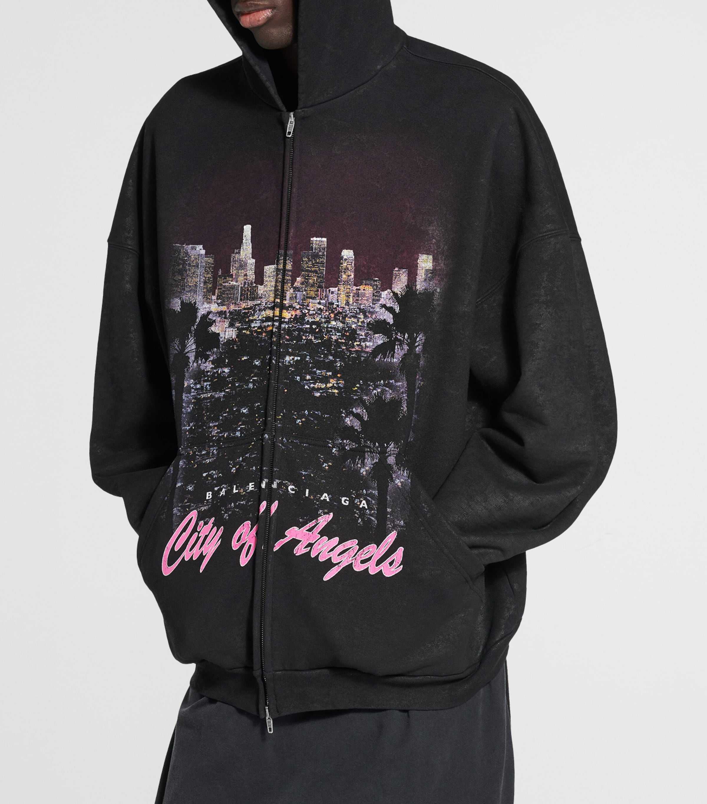 BALENCIAGA｜HOOD/ZIP-UP (767877 TSVC6 1041) Balenciaga Cotton City of Angels Zip-Up Hoodie | Harrods US