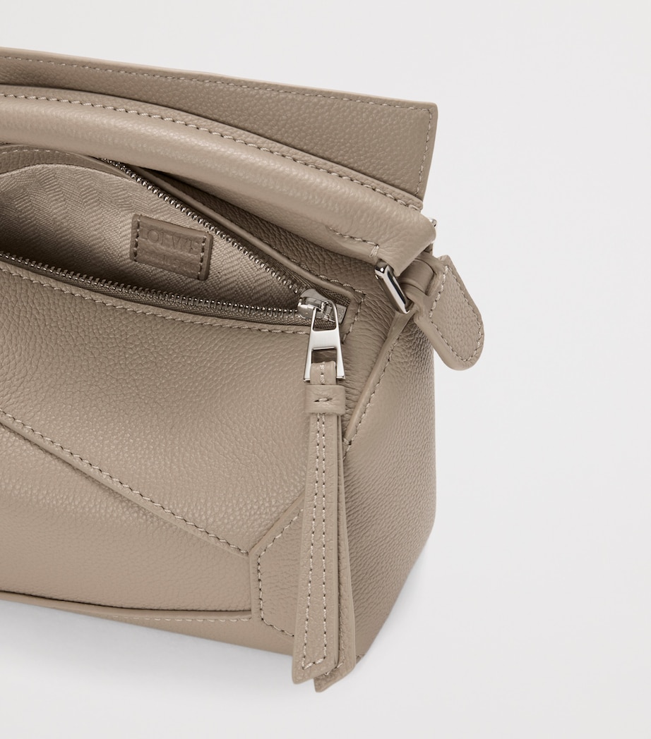 Mini Leather Puzzle Edge Top-Handle Bag CLAY Image 6