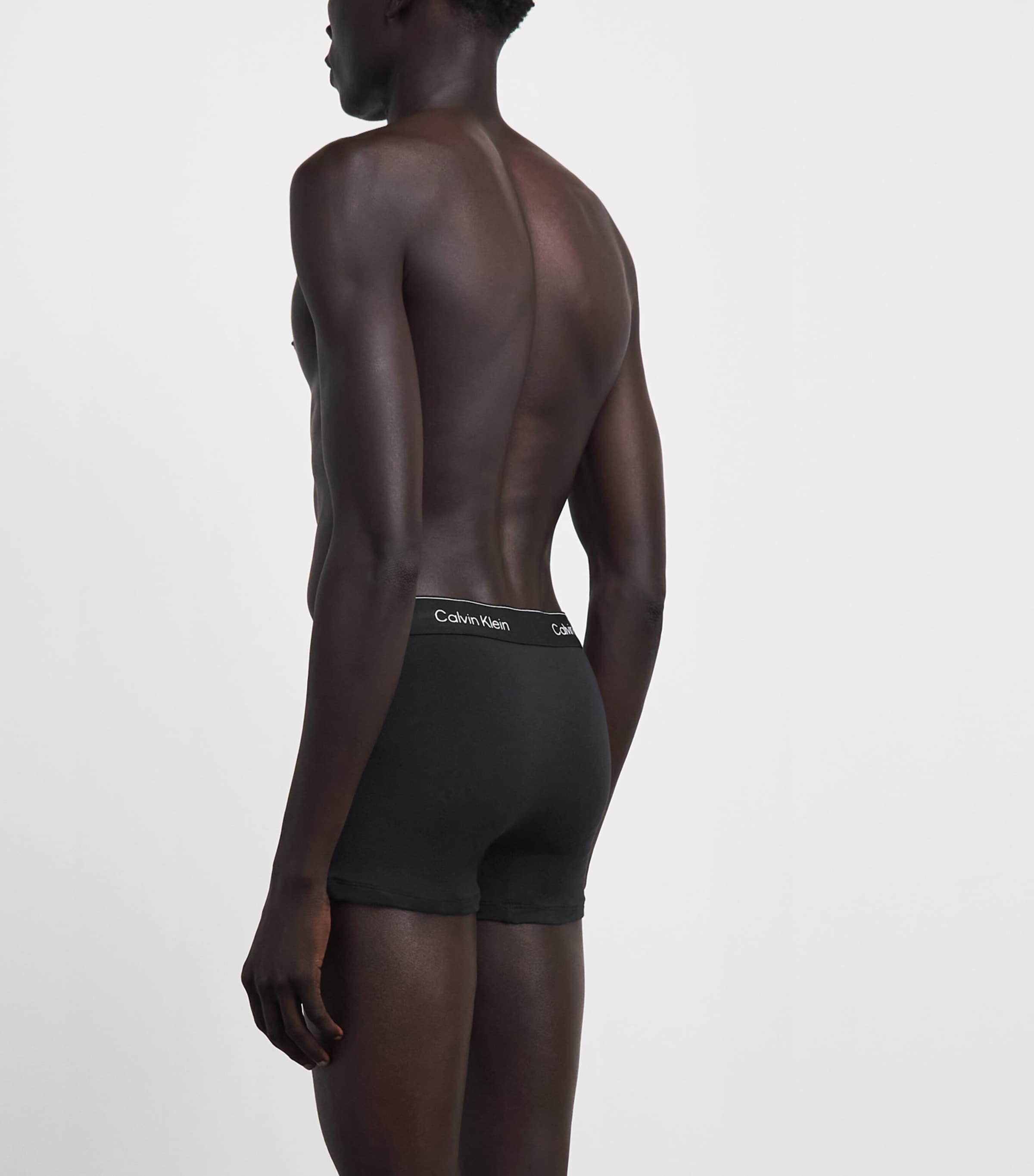 Calvin Klein Mens Cotton Stretch Icon Trunks (Pack of 3) Black W/ Dtm Wb Image 3