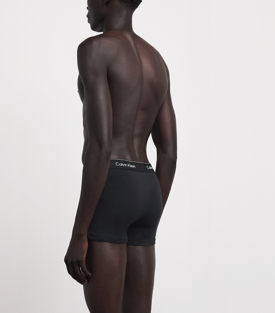 Calvin Klein Mens Cotton Stretch Icon Trunks (Pack of 3) Black W/ Dtm Wb Image 3