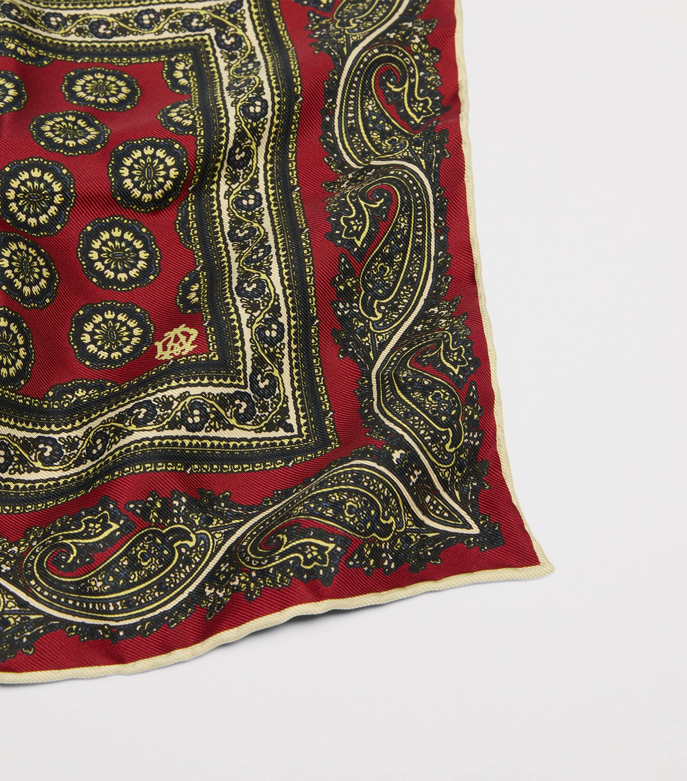 Dunhill Mulberry Silk Printed Pocket Square Red Image 2