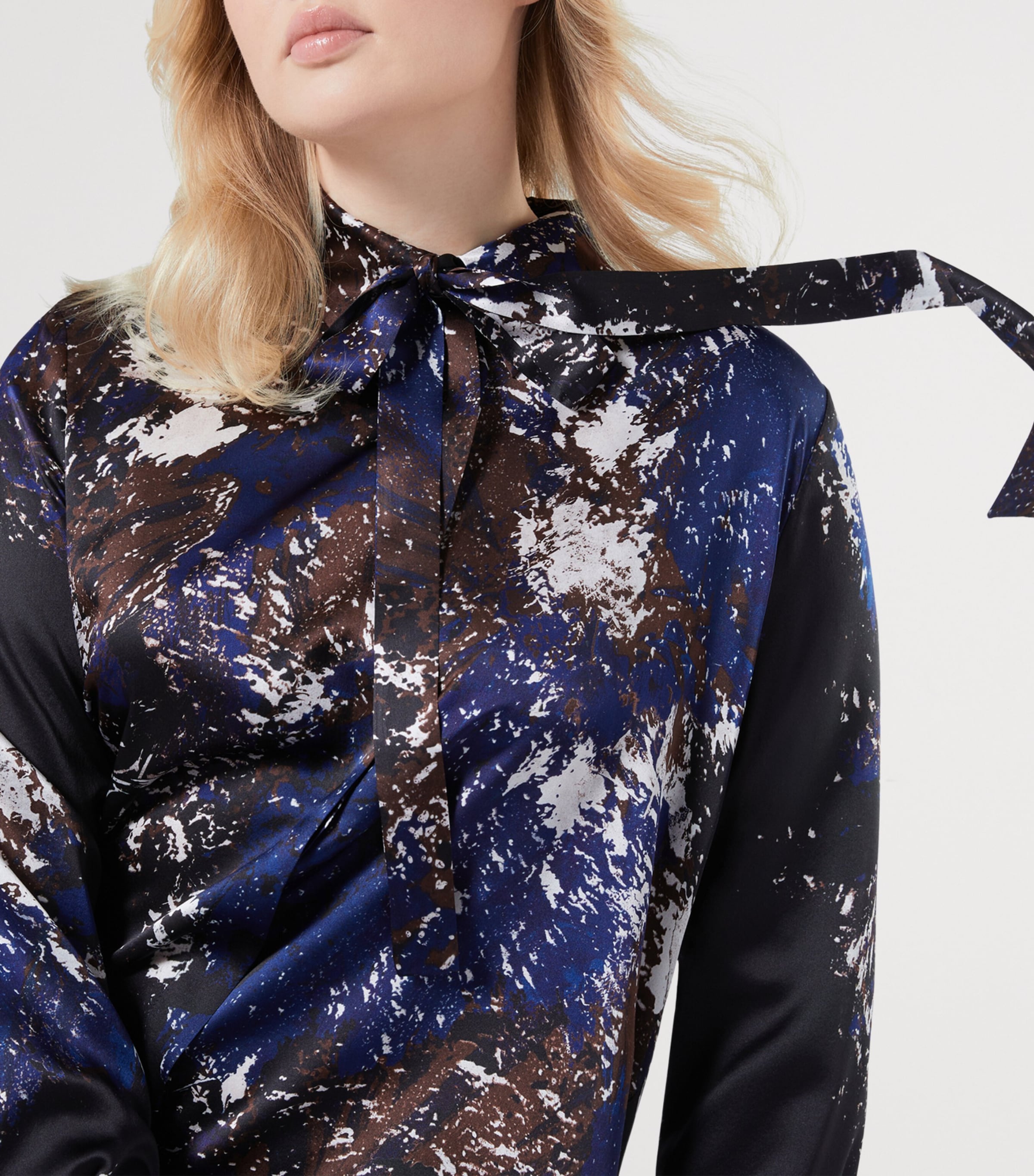 Silk Danila Shirt Midi Dress BLUE/BLACK Image 5