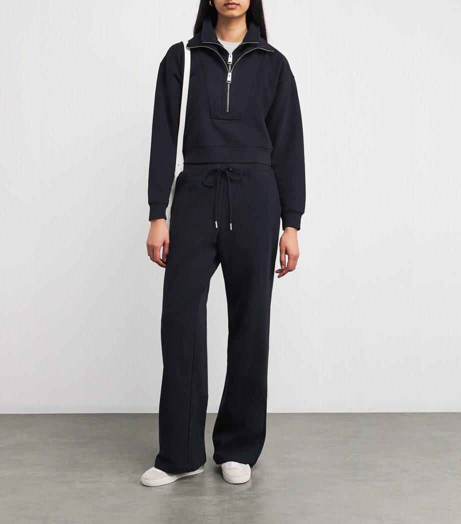 FRAME Womens Cotton-Blend Cropped Sweatshirt Dark Navy Image 2