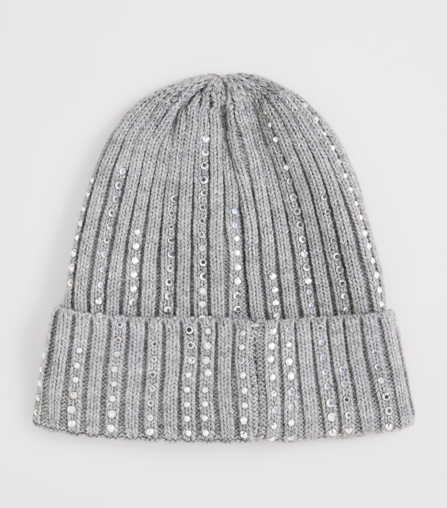 Monnalisa Embellished Knit Hat Grigio Image 2