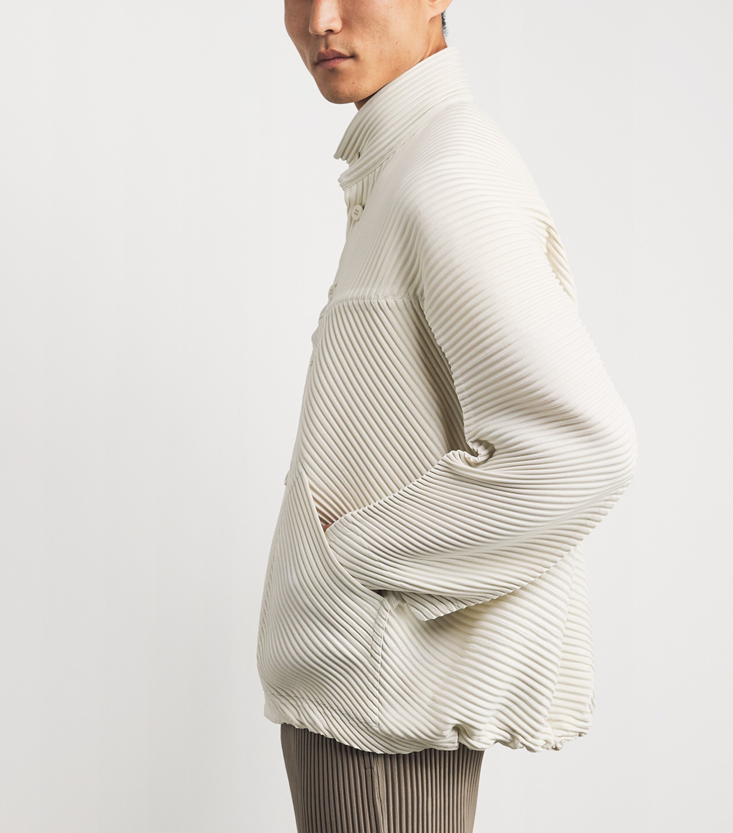Homme Plissé Issey Miyake White Pleated Bomber Jacket | Harrods US