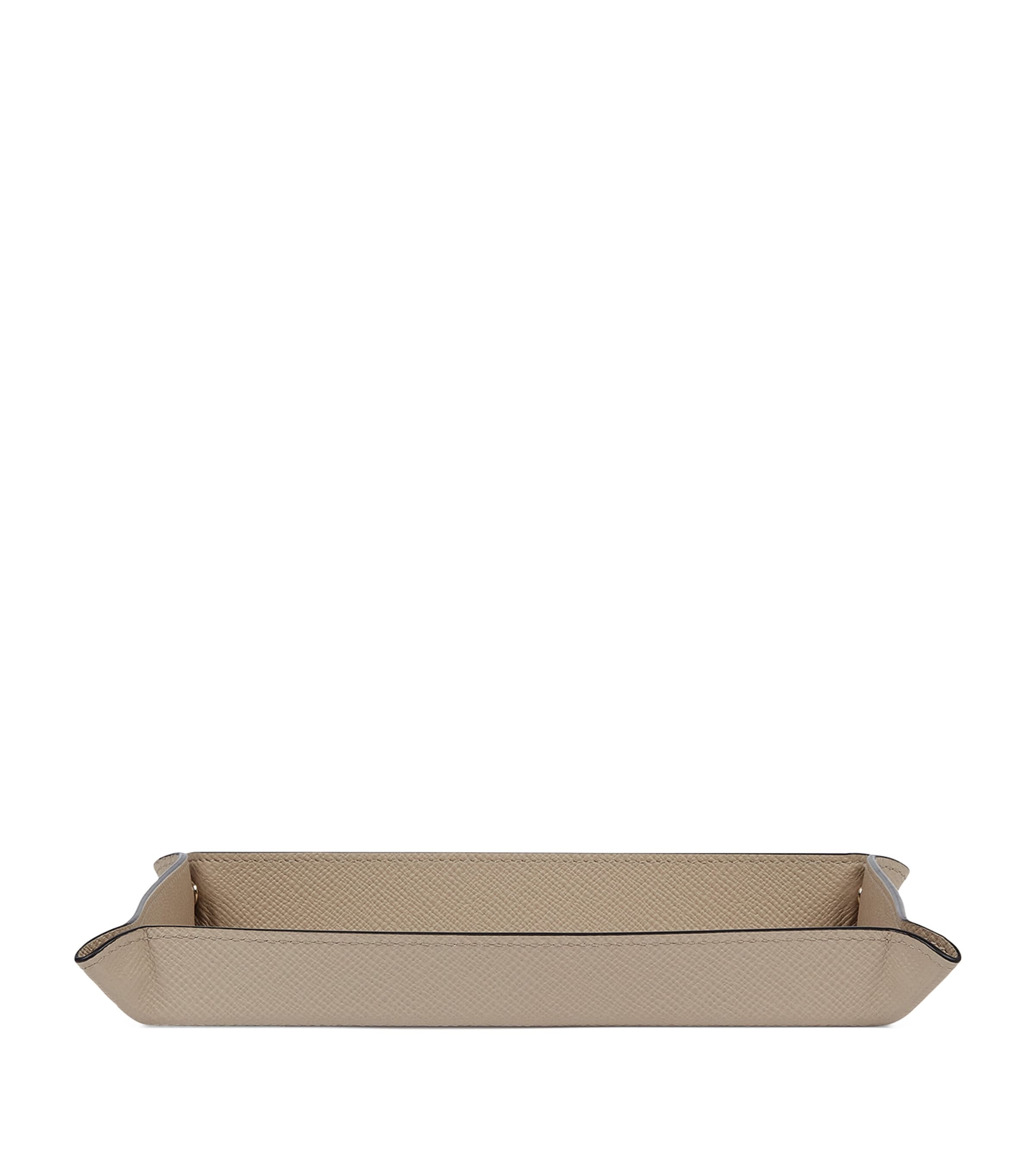 Smythson Small Panama Leather Rectangular Trinket Tray Sandstone Image 2