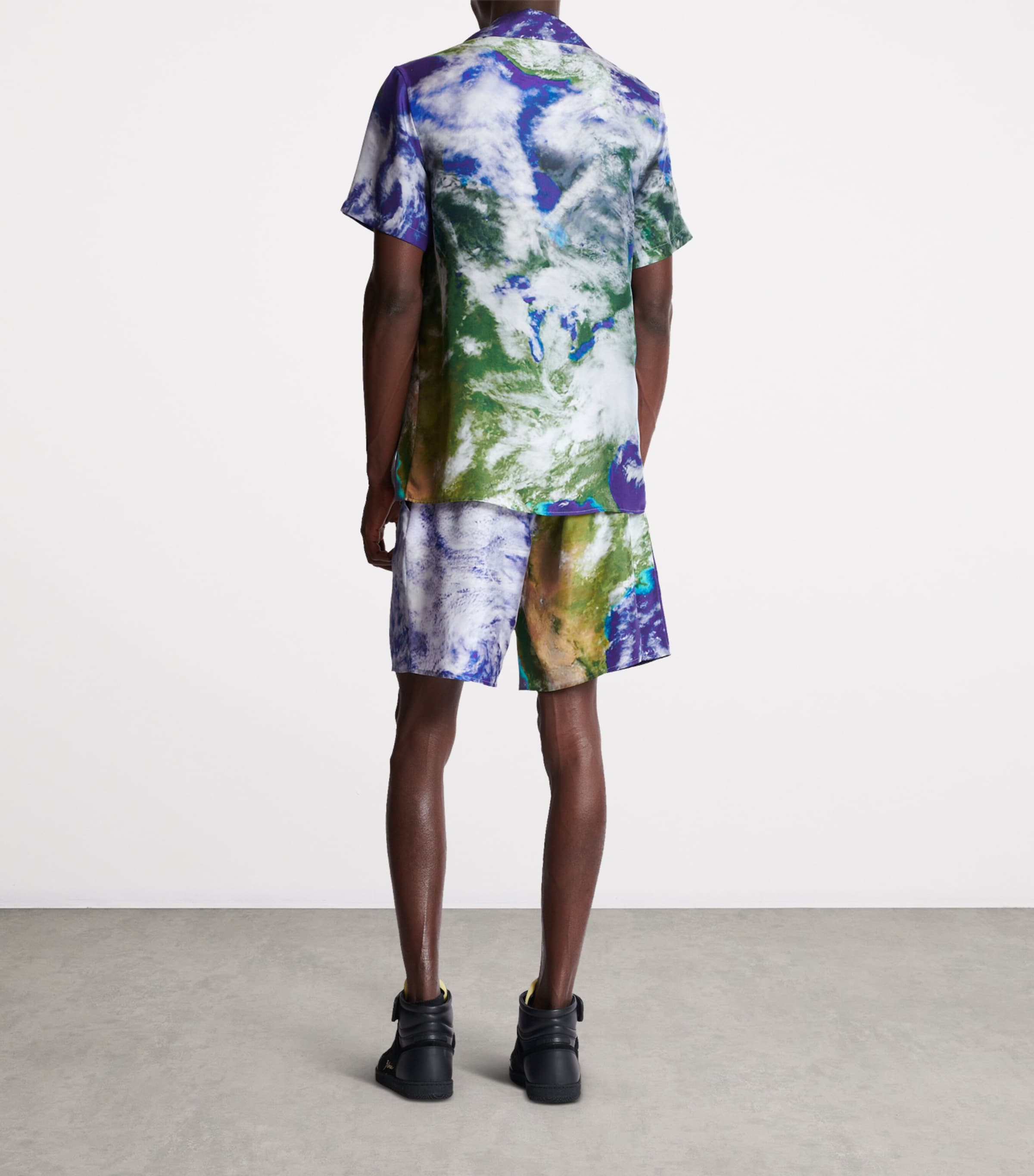 Balmain Mens Silk Earth Print Shirt Aaa Multicolore Image 3