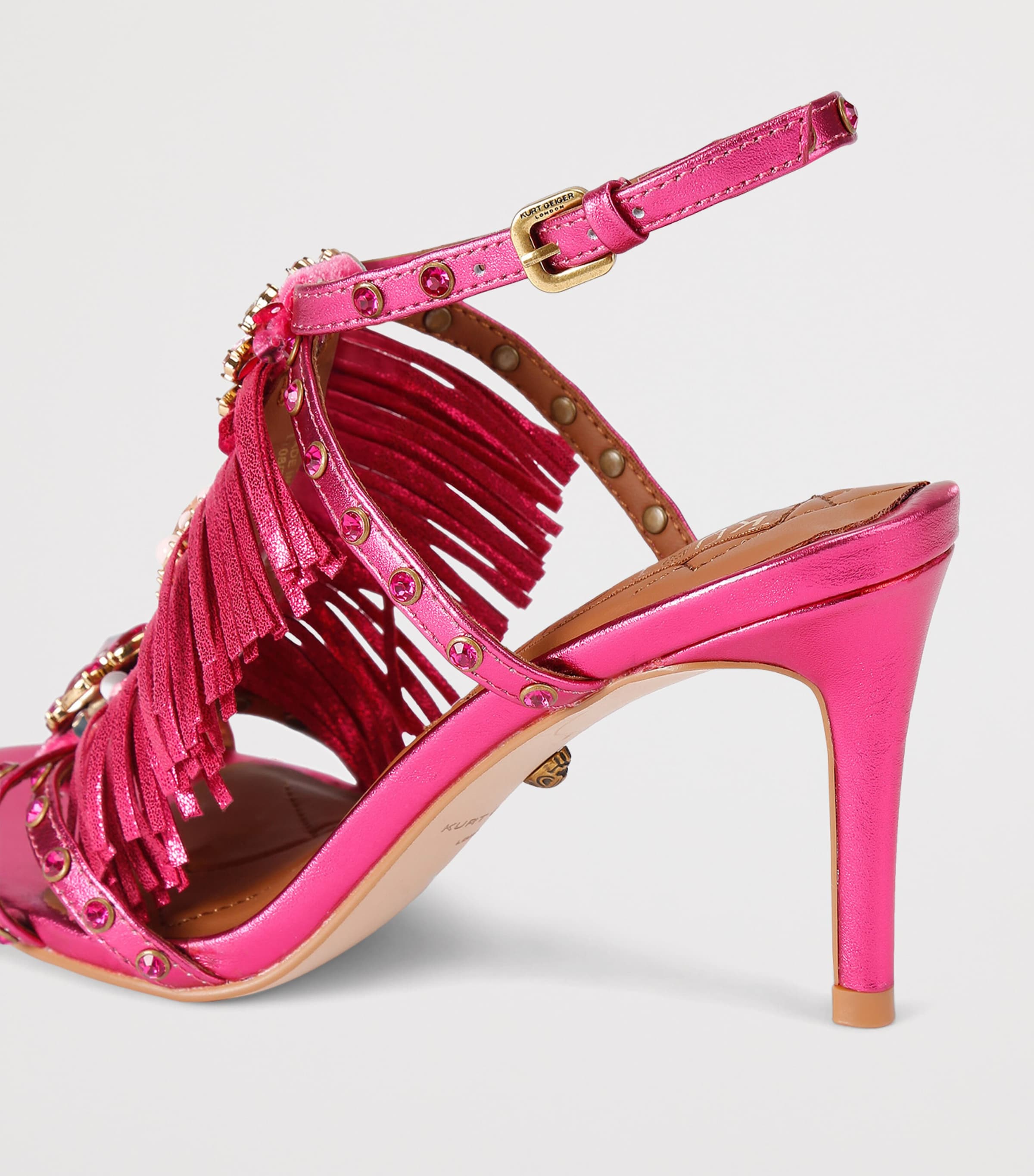 Leather Fringed Sandals FUCHSIA Image 2
