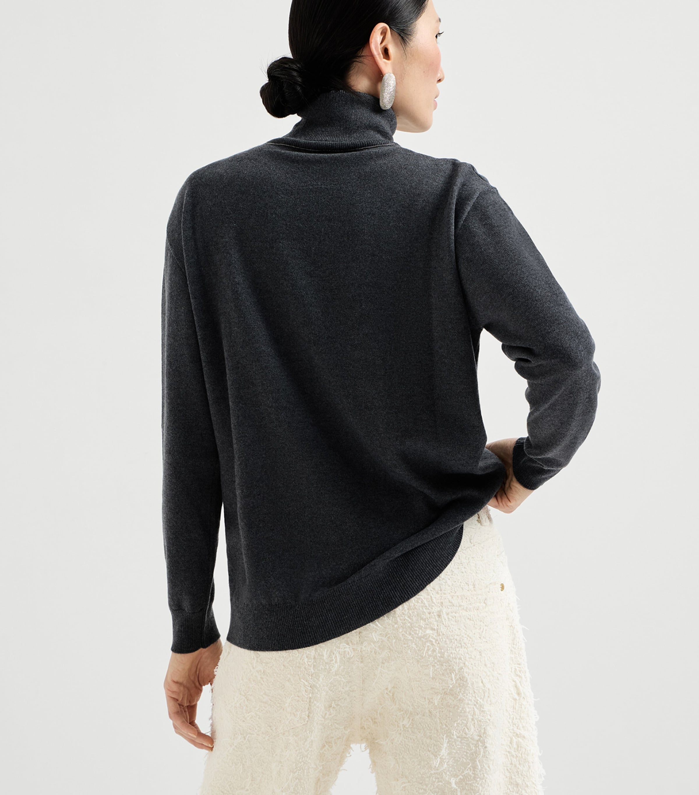 Brunello Cucinelli Womens Cashmere Monili-Trim Rollneck Sweater Image 5