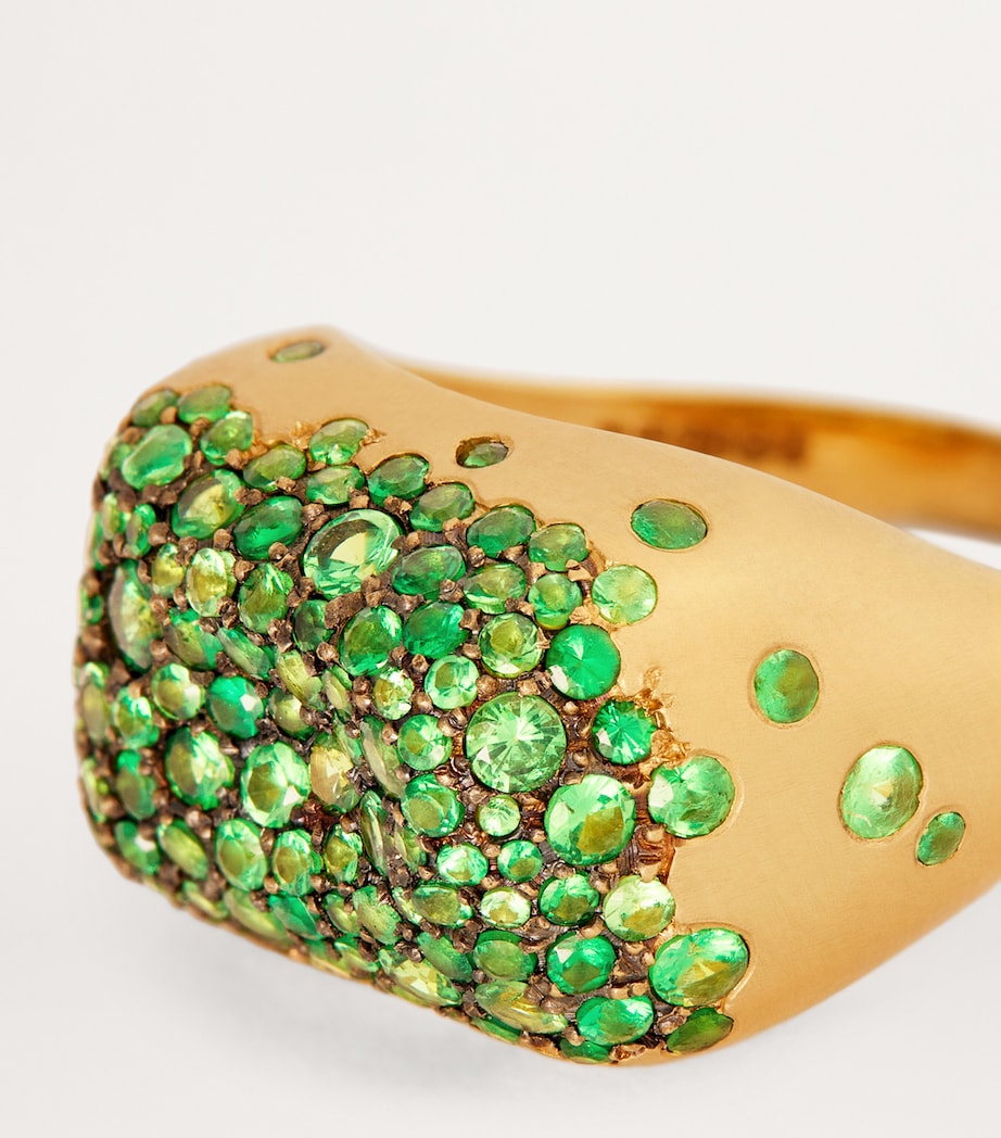 Yellow Gold and Tsavorite Baby Malak Bonbon Rectangle Ring YELLOW GOLD Image 6
